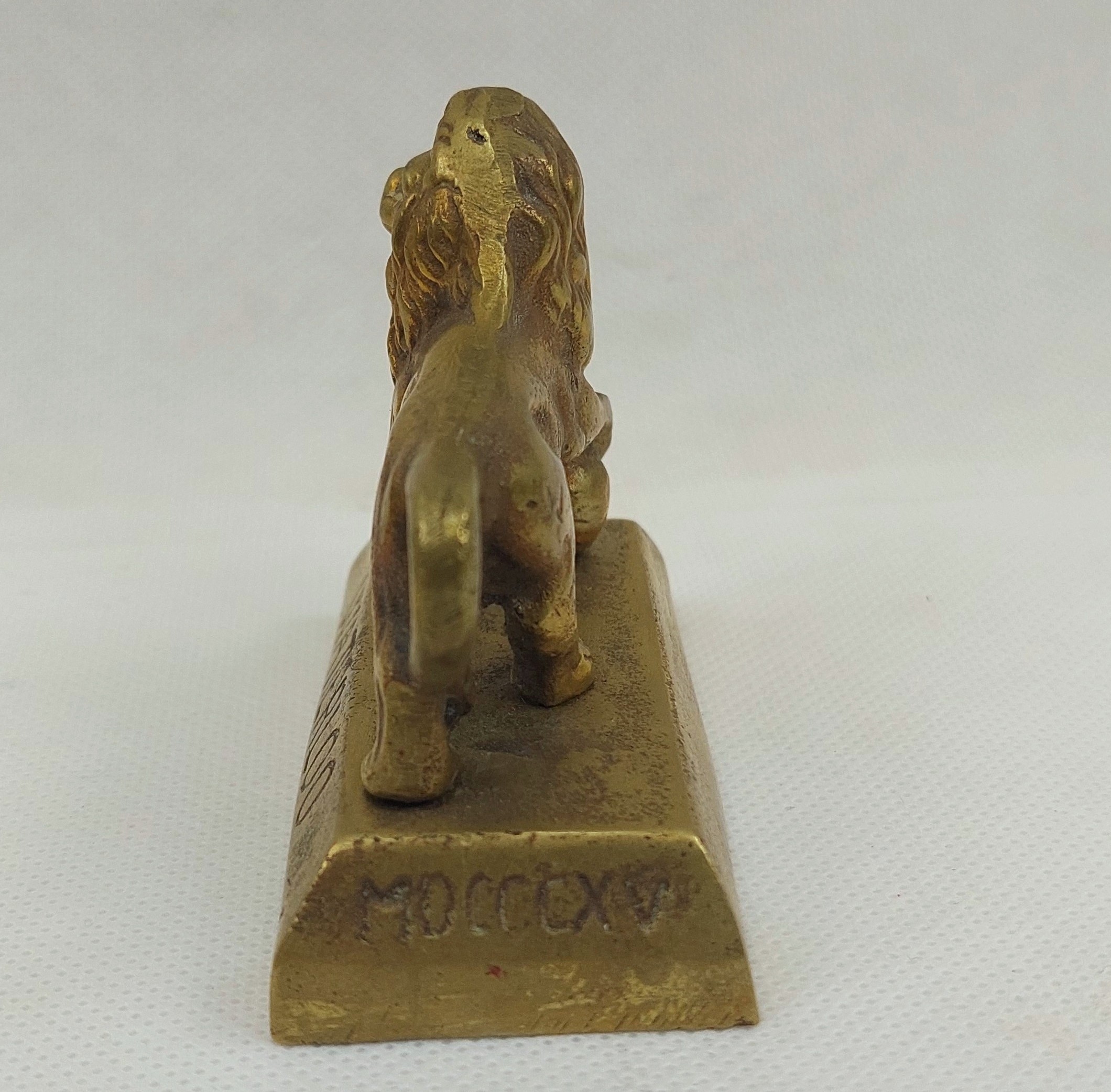 Victorian French Battle Of Waterloo Brass Lion Souvenir - Image 4