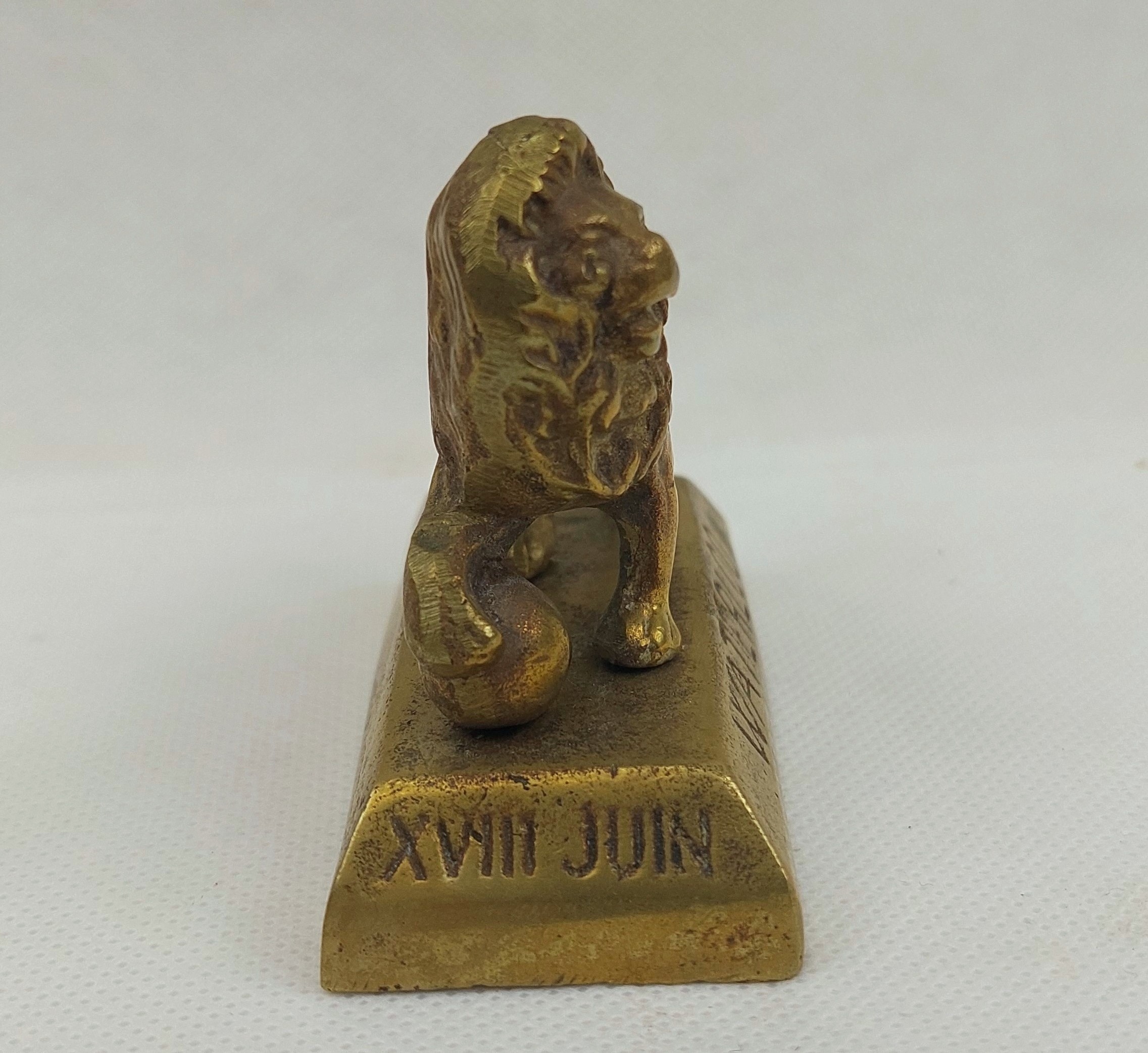 Victorian French Battle Of Waterloo Brass Lion Souvenir - Image 3