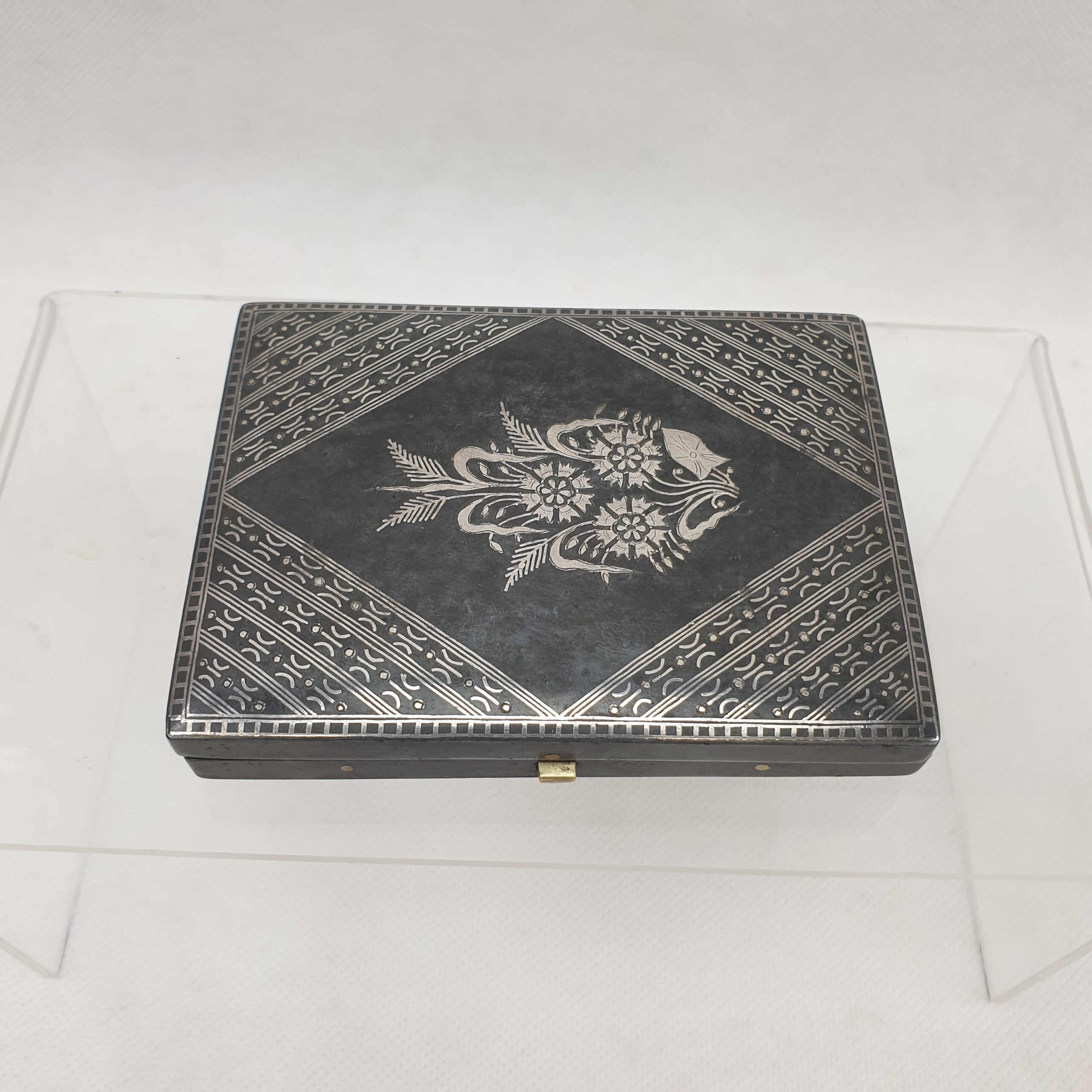 Victorian Gunmetal And Silver Inlay Cigarette Case