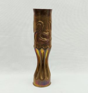 WW1 French 75mm 1916 Trench Art Shell Case With Tulip Decoration
