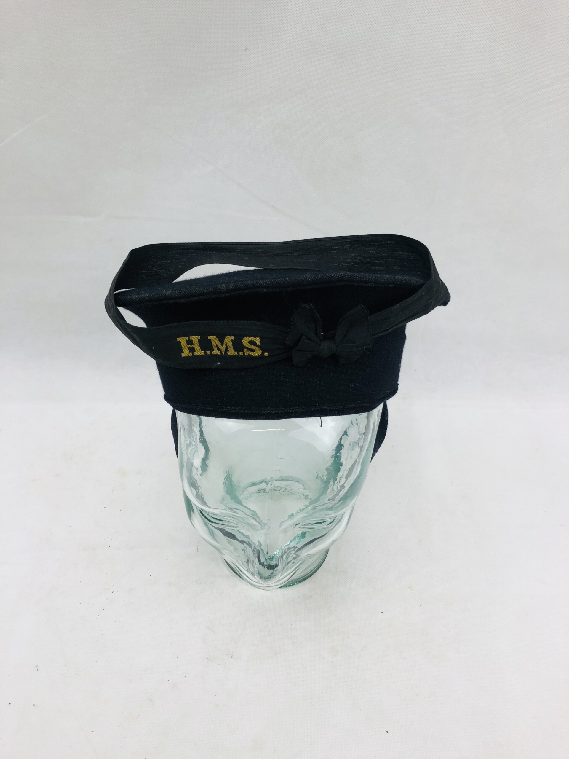 WW2 Royal Navy Black Cap With HMS Cap Tally