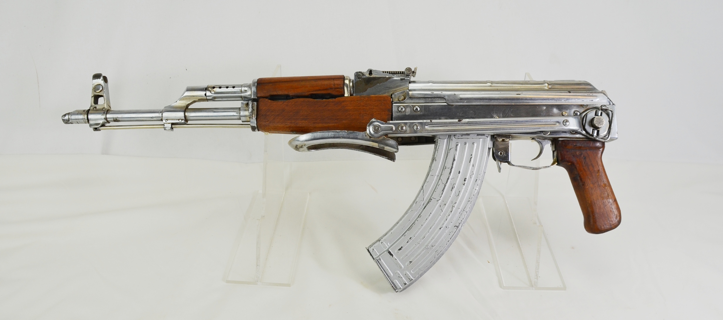 Iraqi Nickel Plated AK-47 Assault Rifle AKMS - Image 2