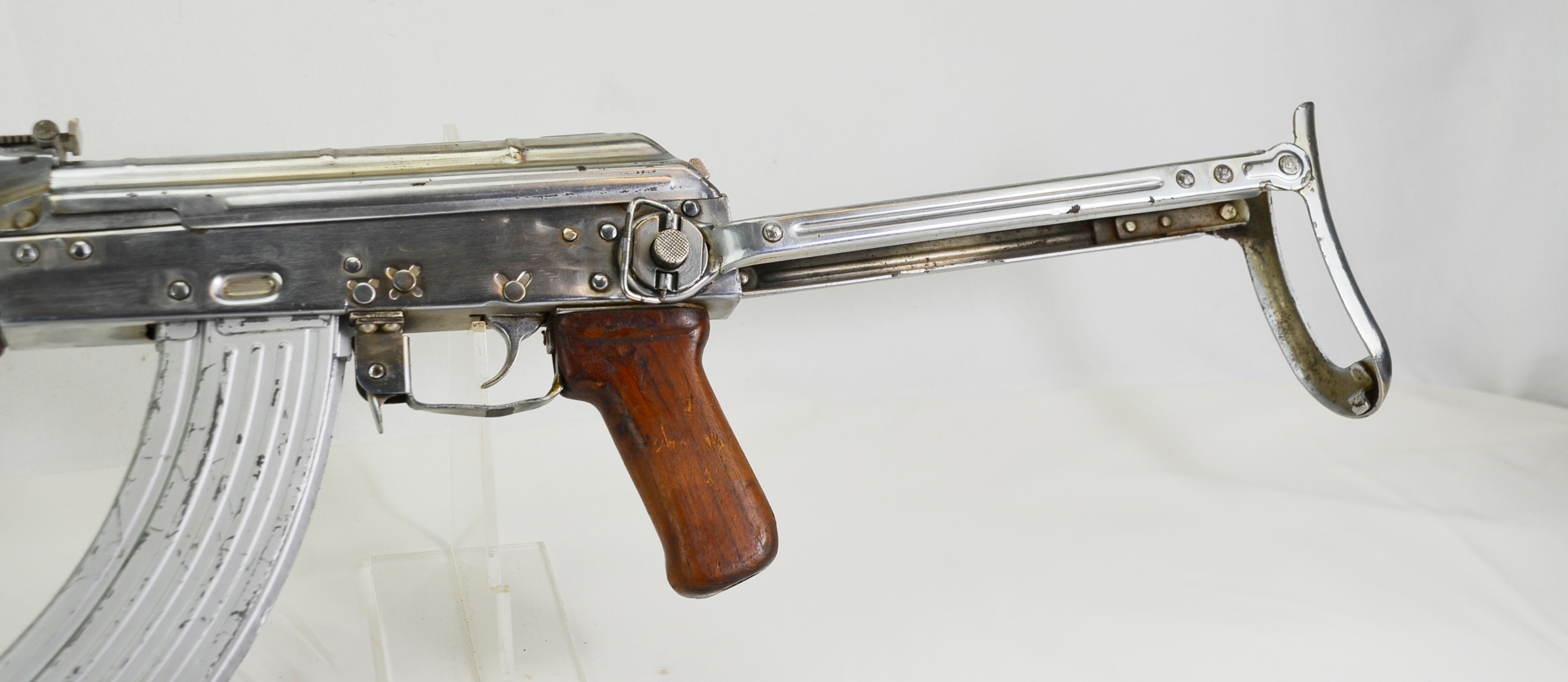 Iraqi Nickel Plated AK-47 Assault Rifle AKMS - Image 7