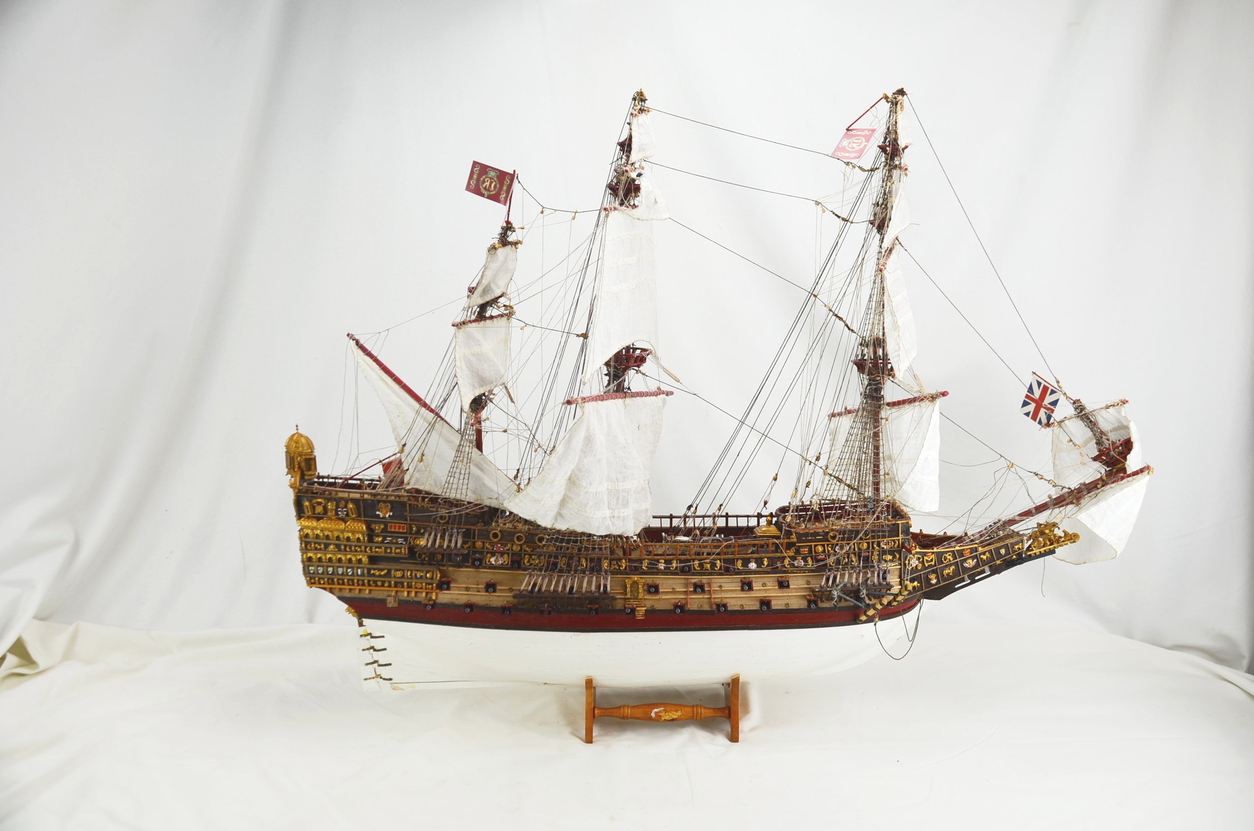 Hand Built Scale Model of HMS Sovereign Of The Seas 90 Gun Ship of the Line