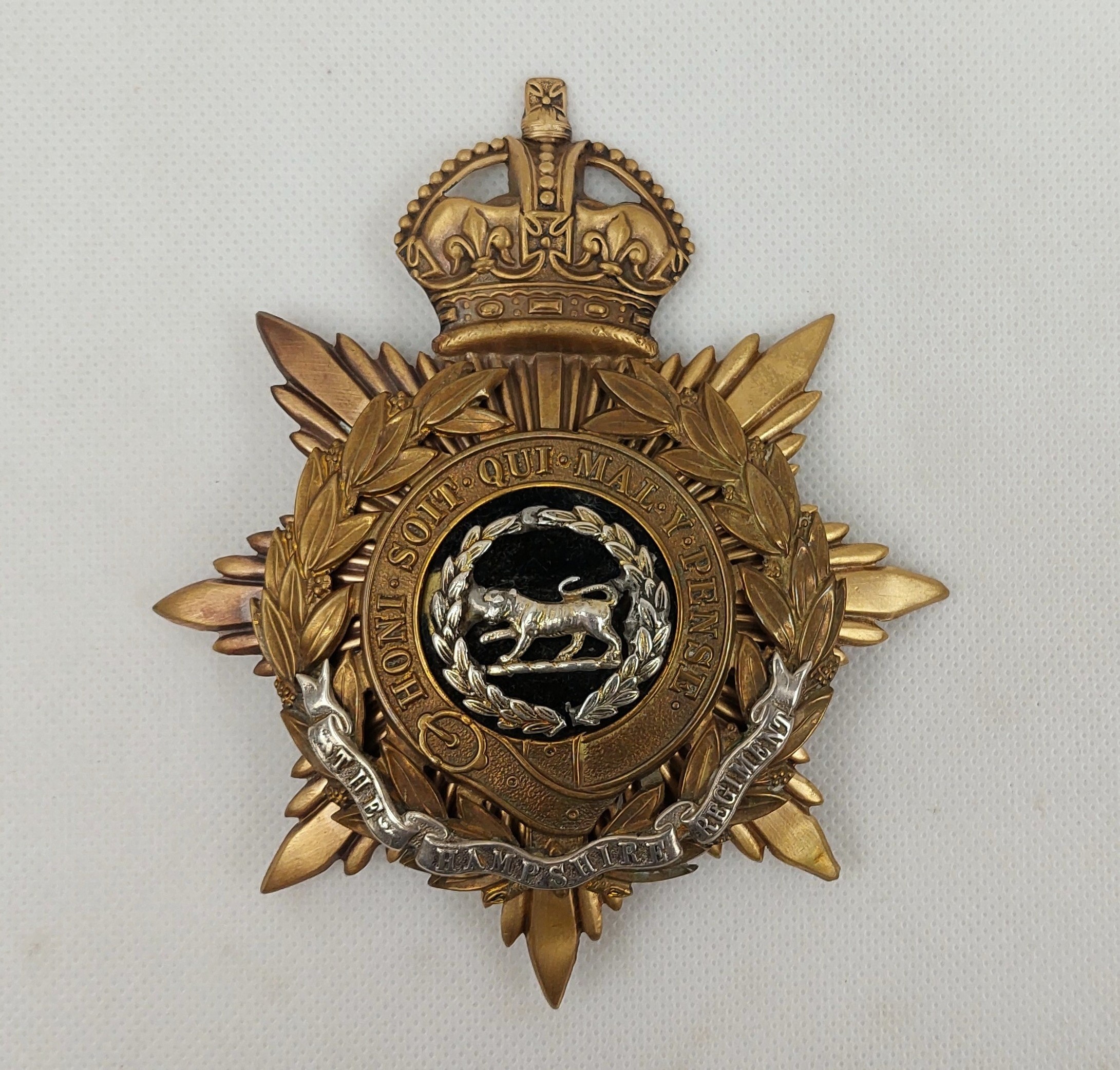 Edwardian Hampshire Regiment Officers Helmet Plate