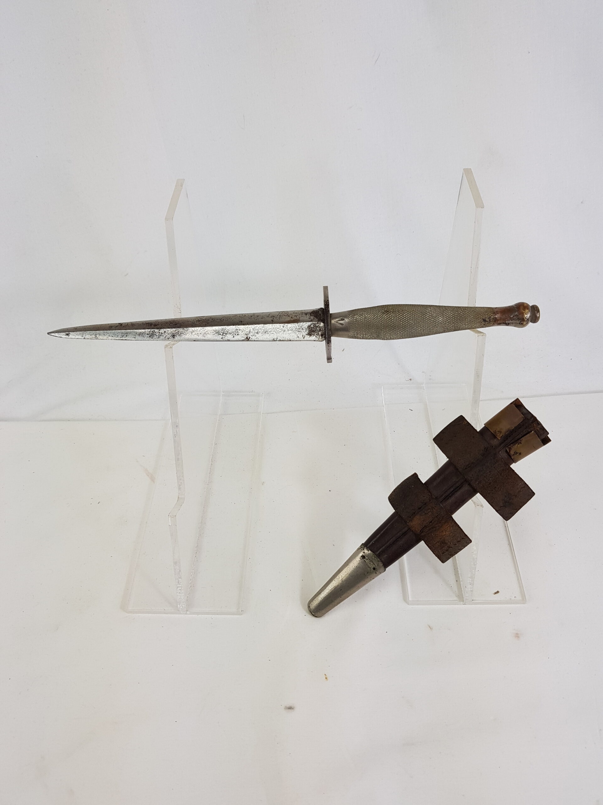 WW2 British Nickle Second Pattern Commando Fairbairn Sykes Fighting Knife belonging to John Vodden 9 Commandos