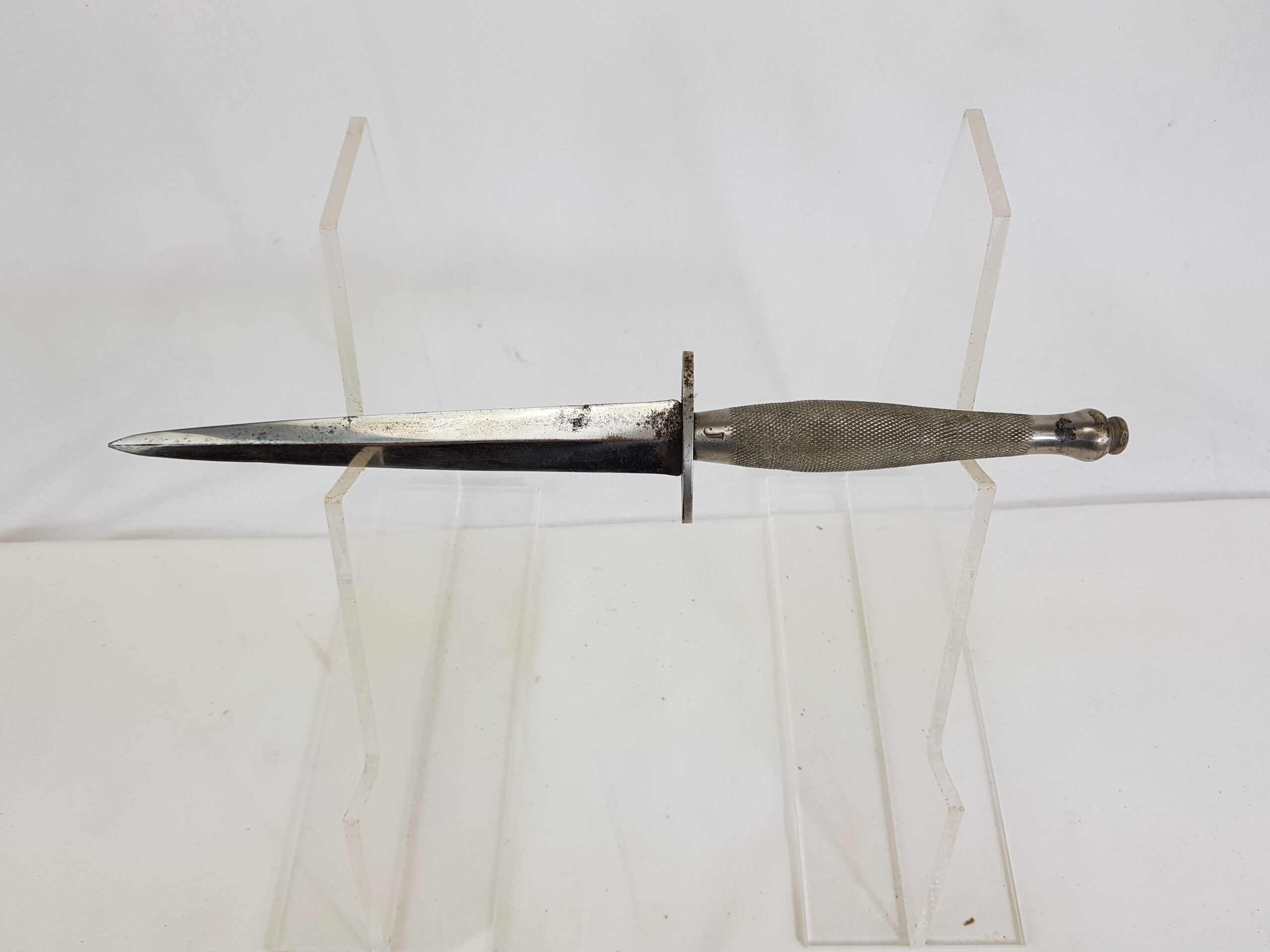 WW2 British Nickle Second Pattern Commando Fairbairn Sykes Fighting Knife belonging to John Vodden 9 Commandos - Image 6