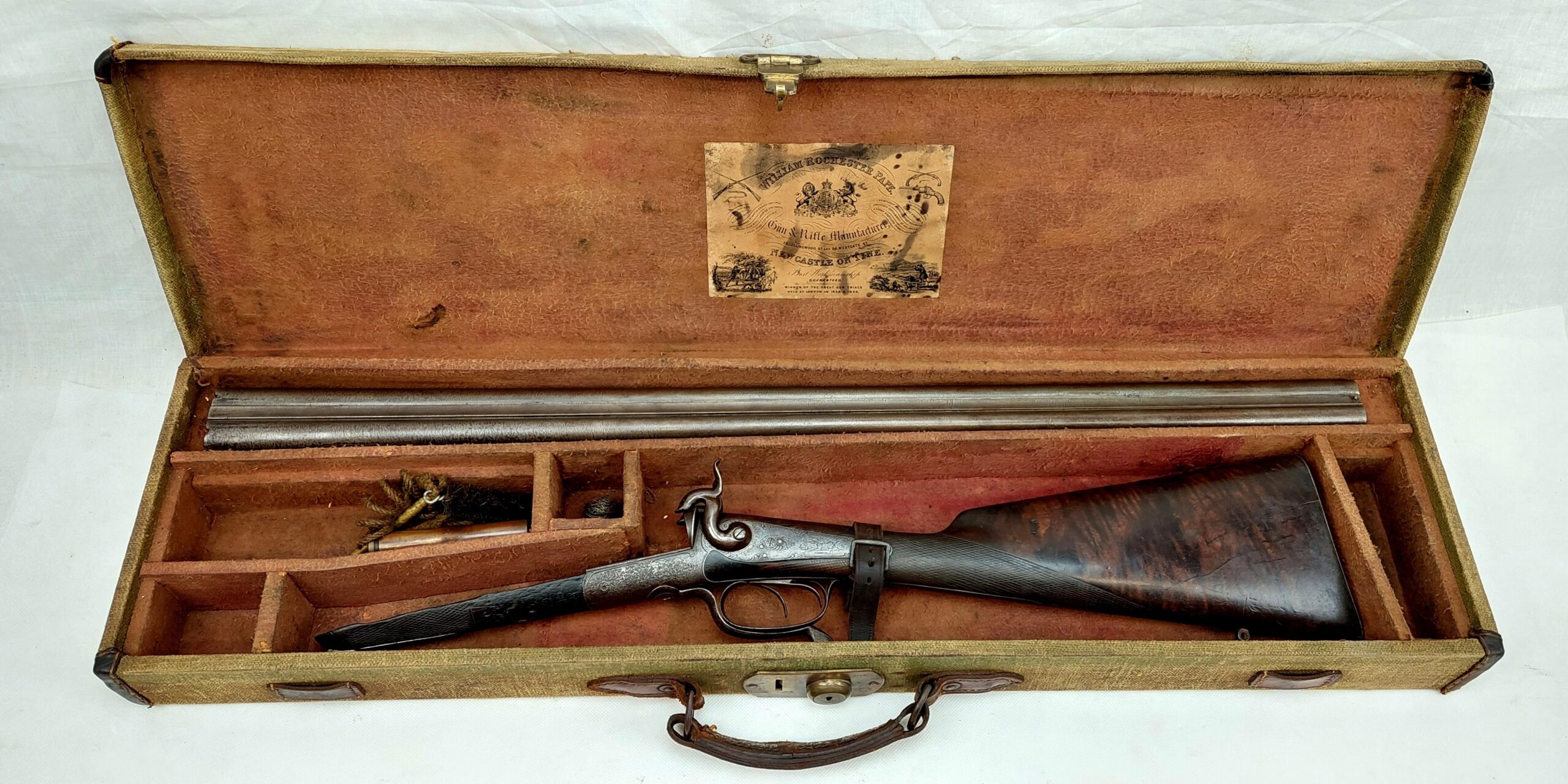 Cased Damascus Barrel Shotgun