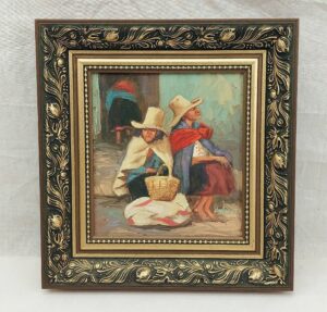 Framed Contemporary Oil Of Two Peasant Spanish Ladies