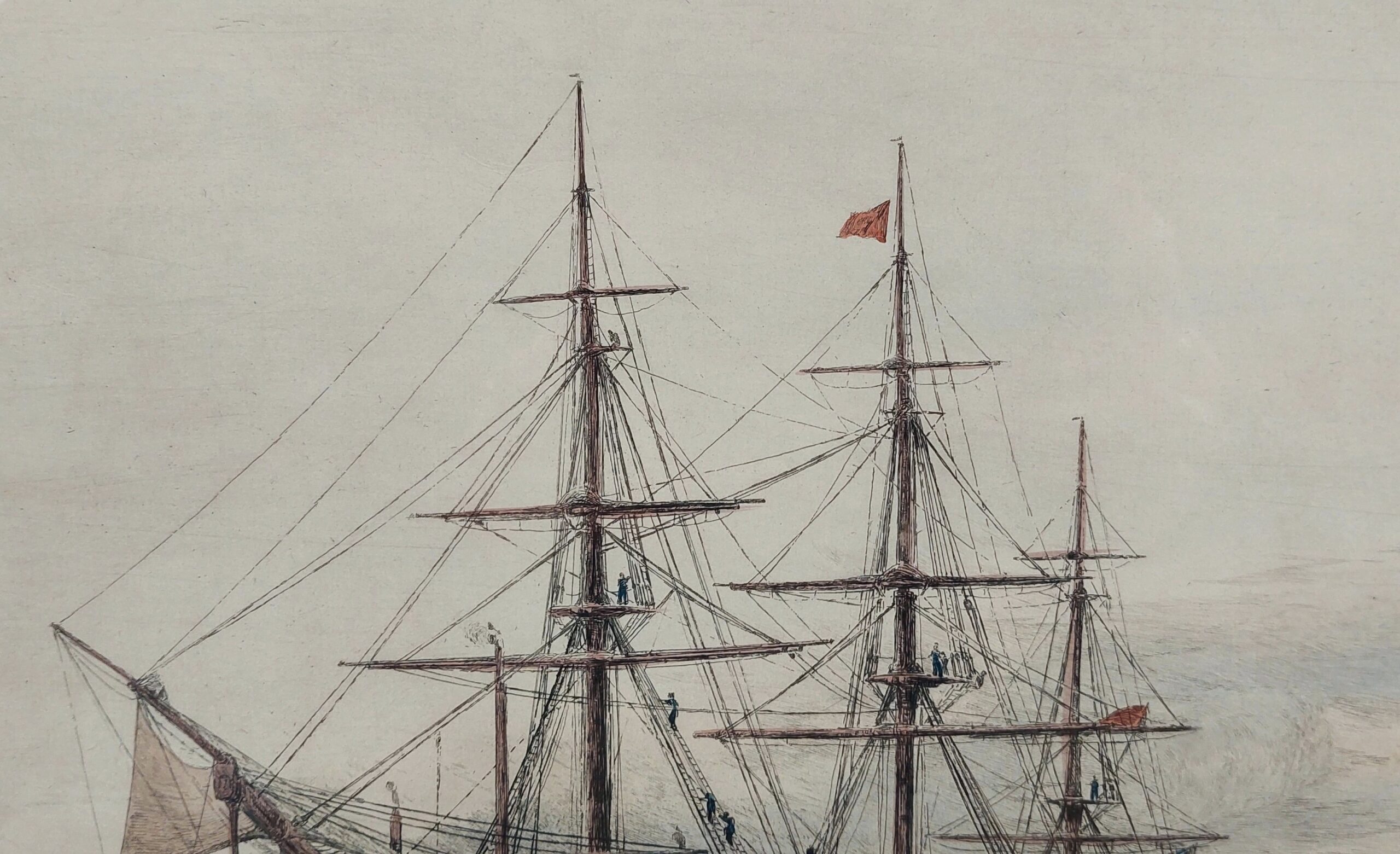 Hand Tinted Etching of HMS Victory by Harold Wyllie - Image 6