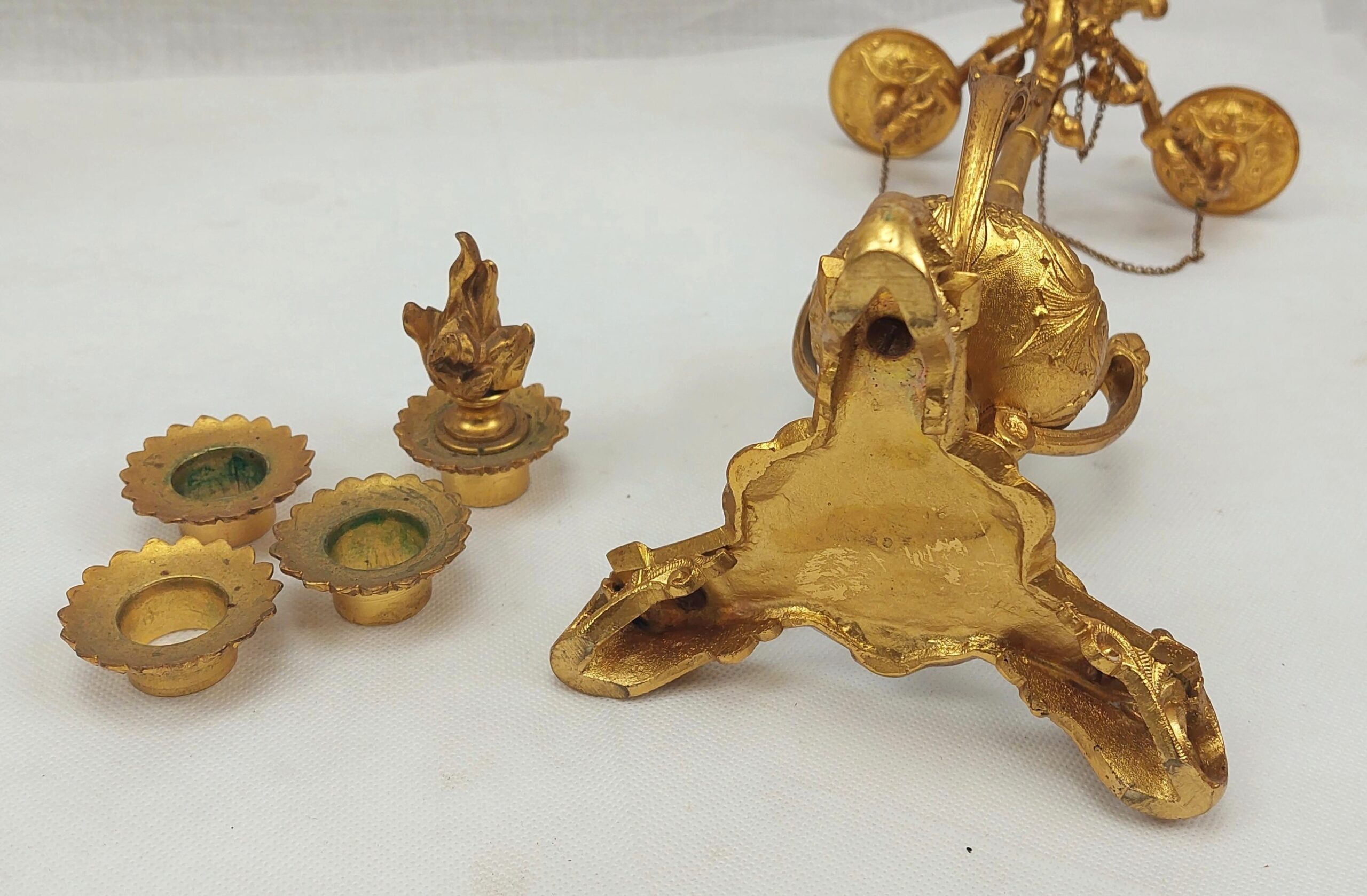 Pair Of Regency Circa 1820 Gilt Bronze 4 Sconce Candelabra - Image 2