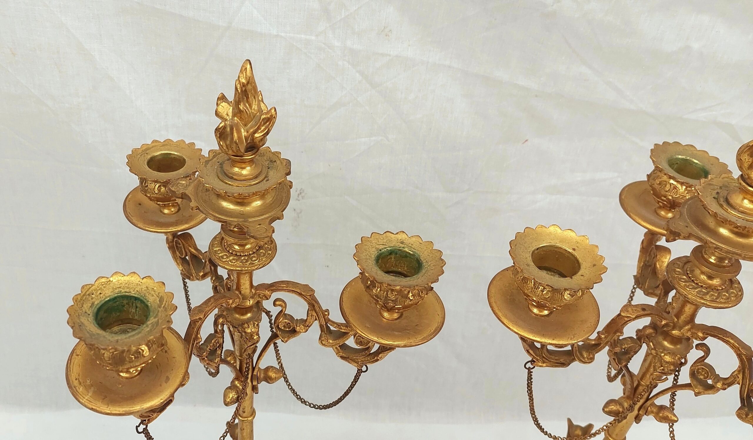 Pair Of Regency Circa 1820 Gilt Bronze 4 Sconce Candelabra - Image 12