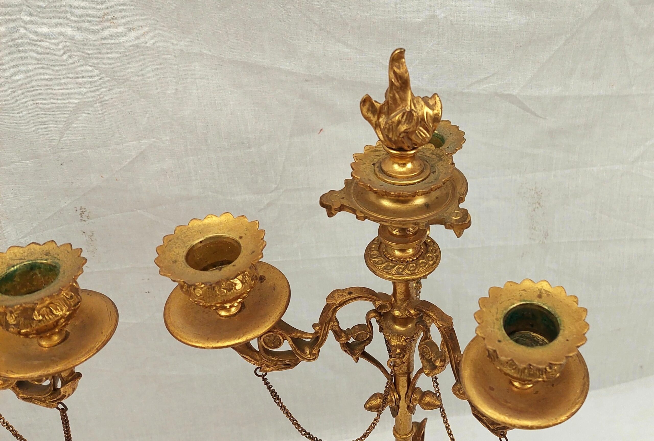 Pair Of Regency Circa 1820 Gilt Bronze 4 Sconce Candelabra - Image 11