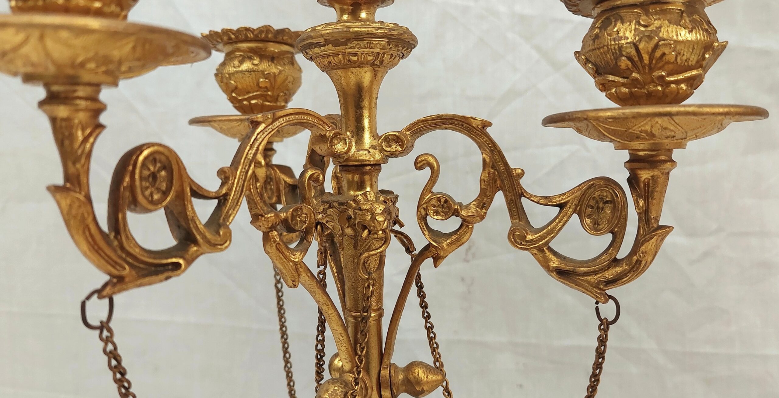 Pair Of Regency Circa 1820 Gilt Bronze 4 Sconce Candelabra - Image 10