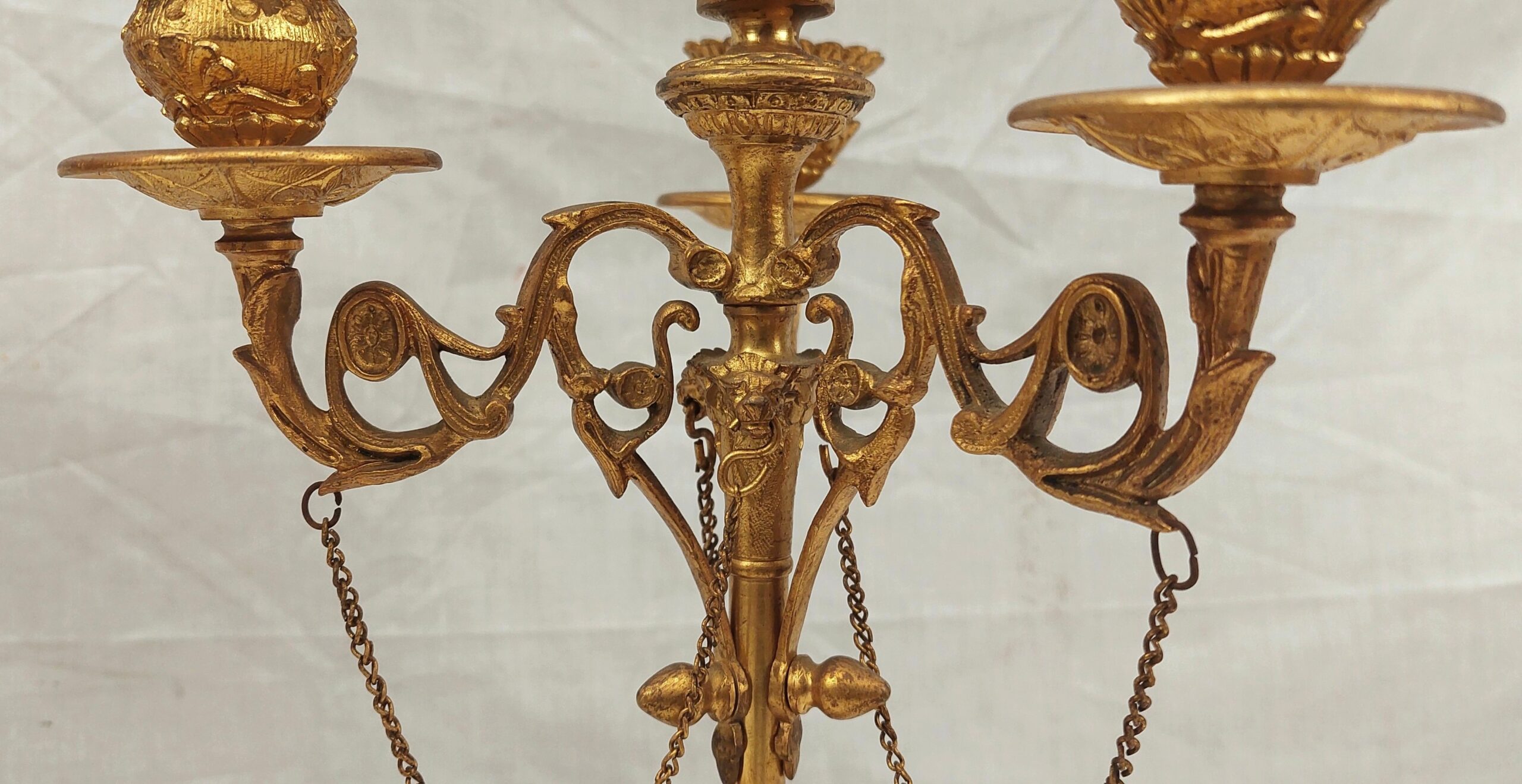 Pair Of Regency Circa 1820 Gilt Bronze 4 Sconce Candelabra - Image 9