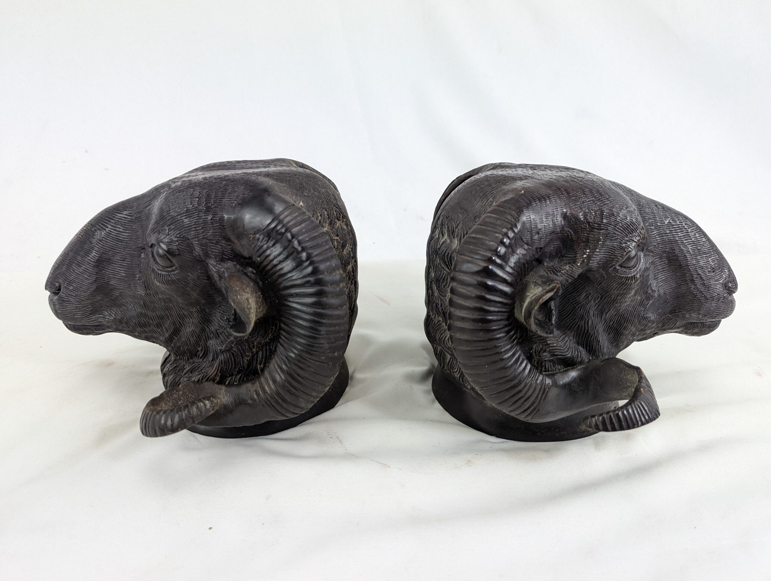 Pair of Heavy Bronze Rams’ Heads - Image 2