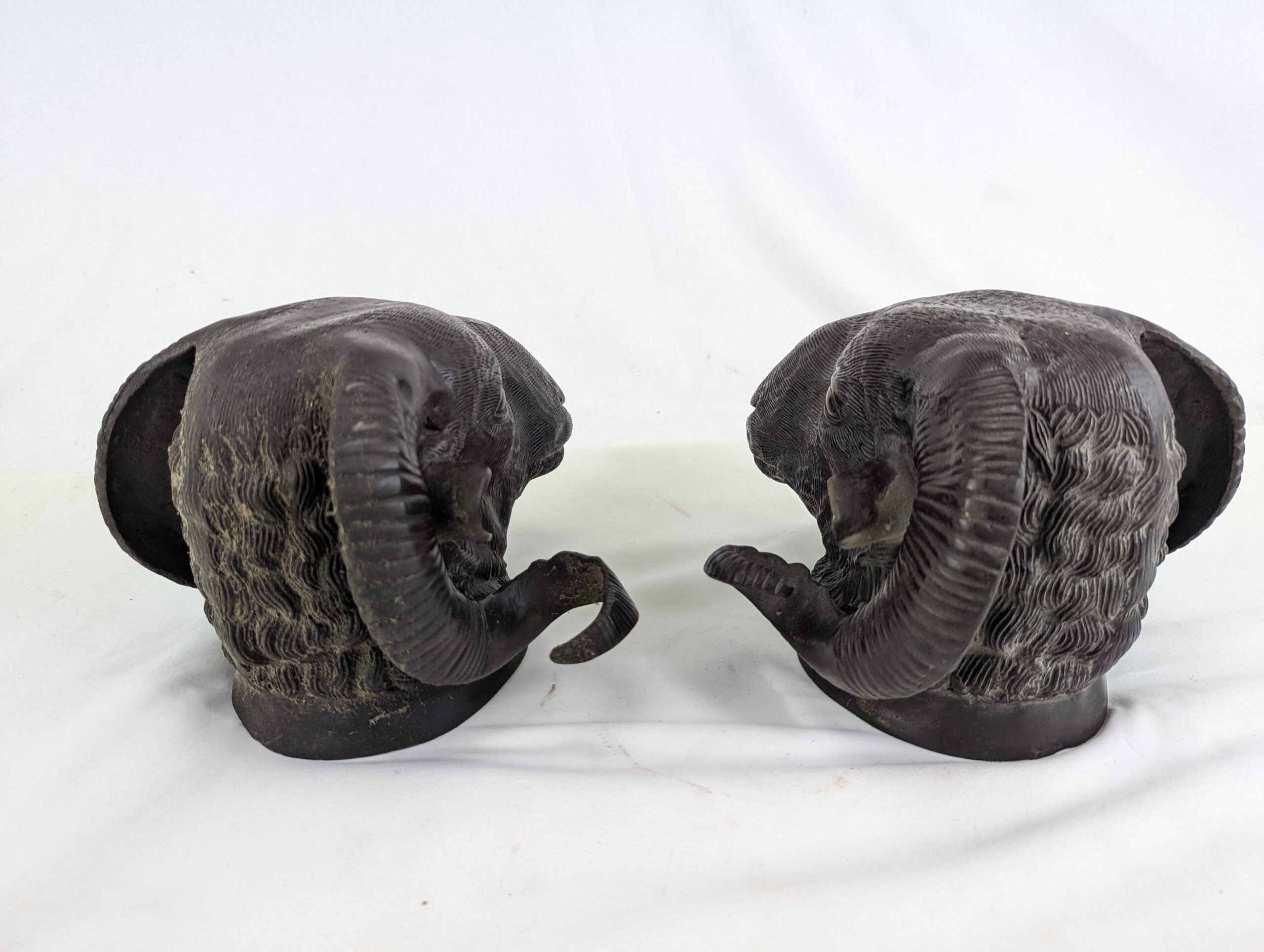 Pair of Heavy Bronze Rams’ Heads - Image 3