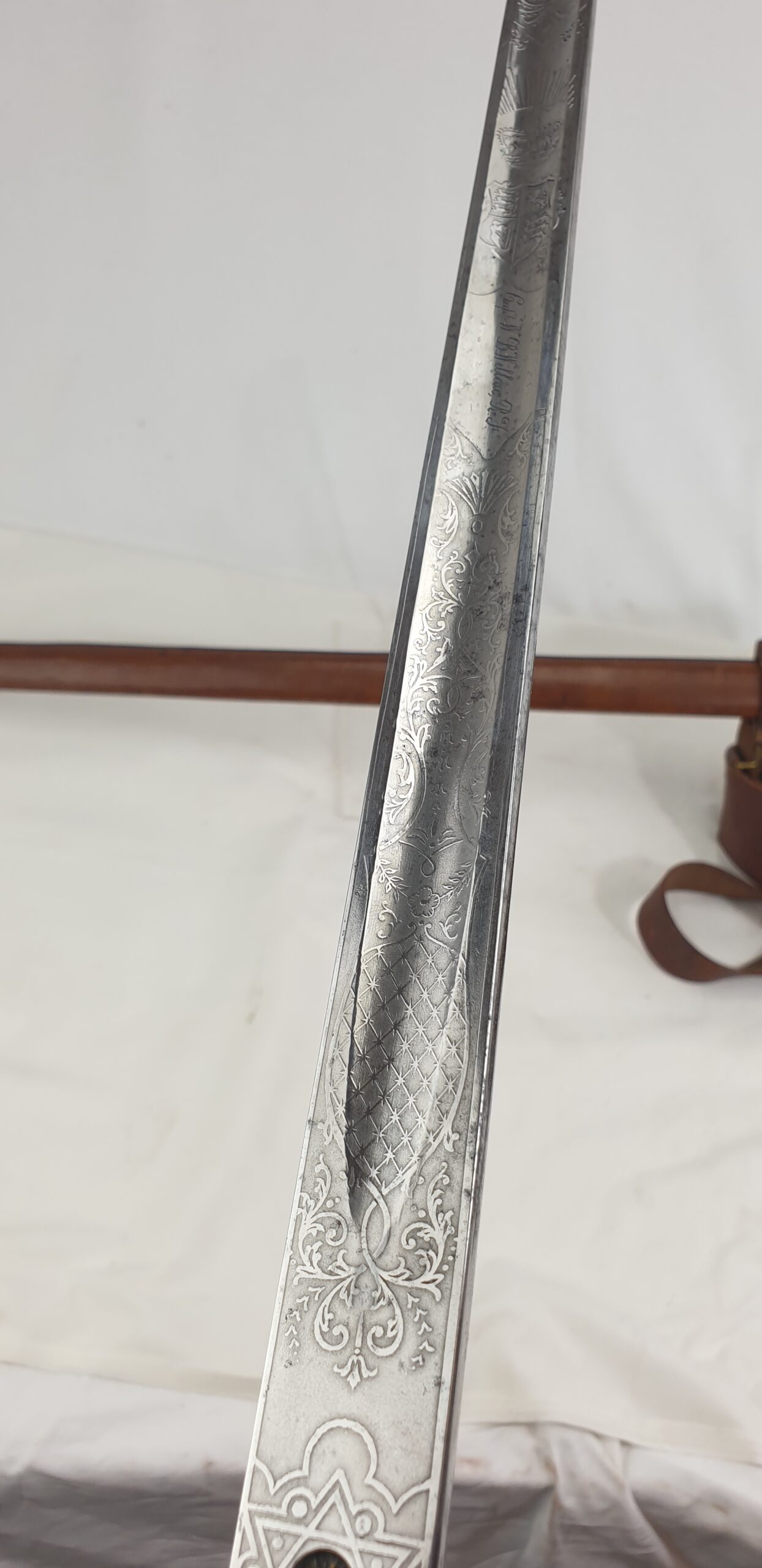 WW1 Era George V 1897 Pattern Royal Engineers Sword by Mole with Scabbard, Frog & Harness of Capt. W. B. Willcox - Image 11