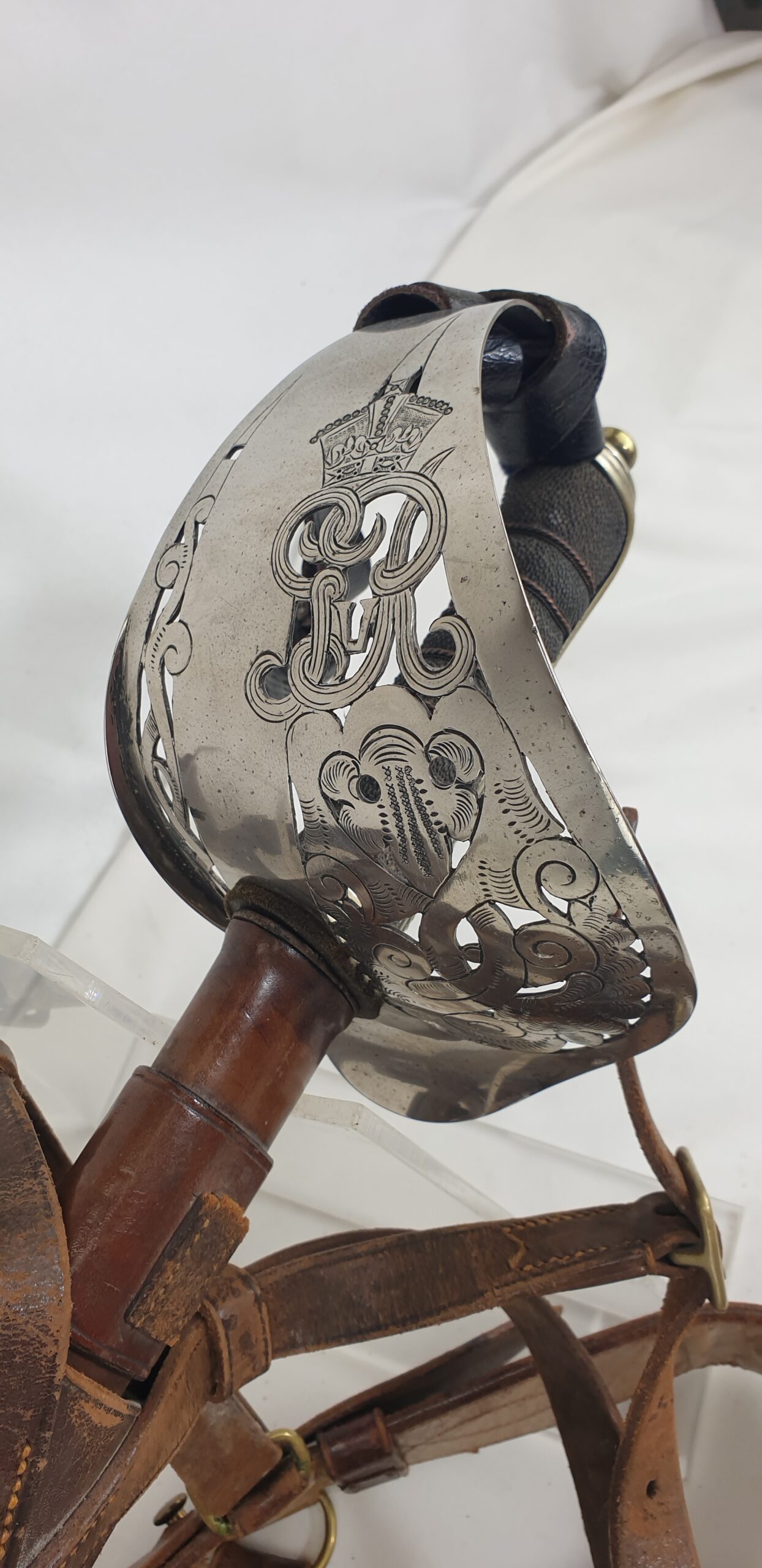 WW1 Era George V 1897 Pattern Royal Engineers Sword by Mole with Scabbard, Frog & Harness of Capt. W. B. Willcox - Image 2