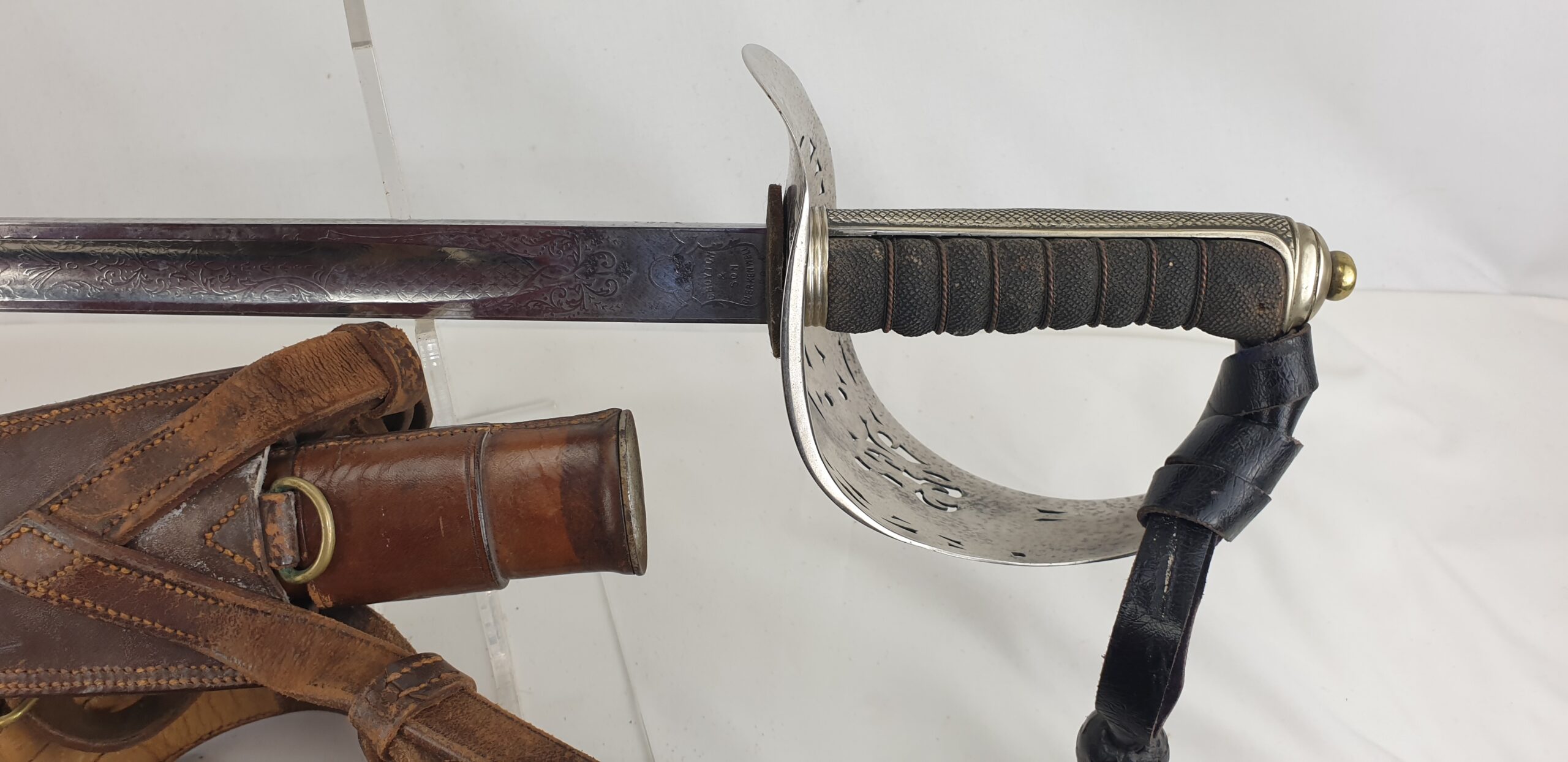 WW1 Era George V 1897 Pattern Royal Engineers Sword by Mole with Scabbard, Frog & Harness of Capt. W. B. Willcox - Image 5