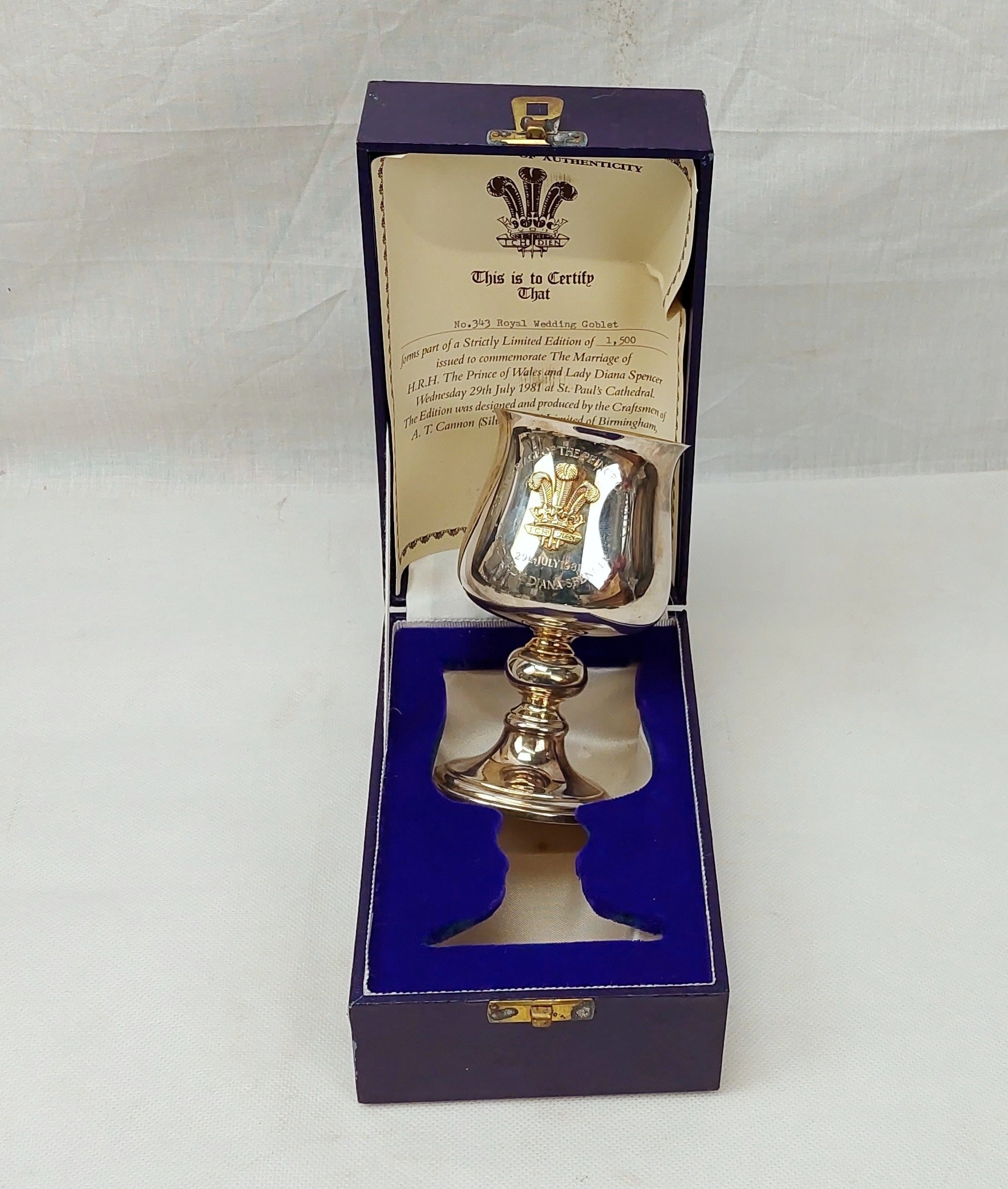 Cased Royal Wedding Prince Of Wales And Lady Diana 1981 Silver Goblet By A.T. Cannon #1 - Image 2