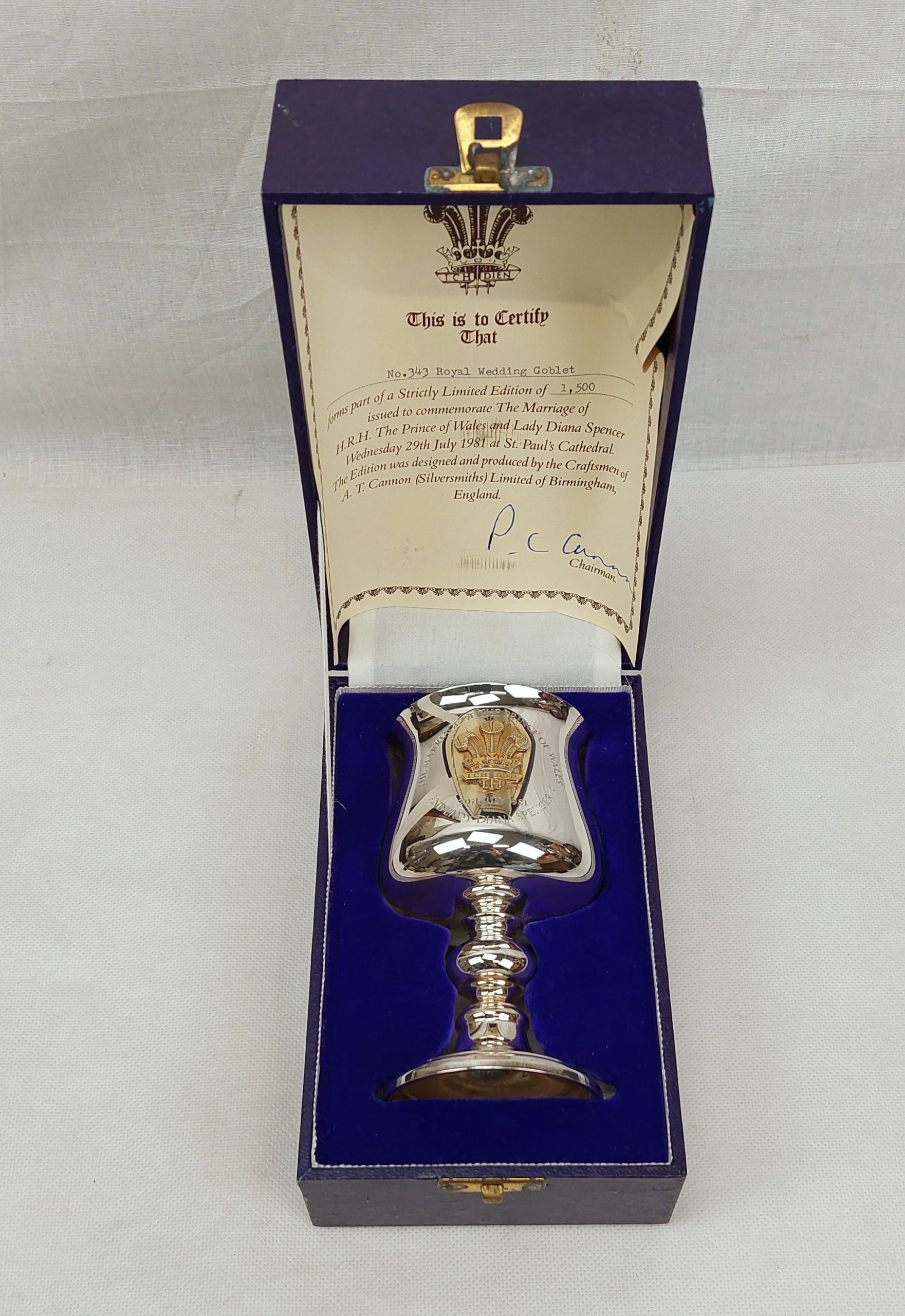 Cased Royal Wedding Prince Of Wales And Lady Diana 1981 Silver Goblet By A.T. Cannon #1 - Image 3