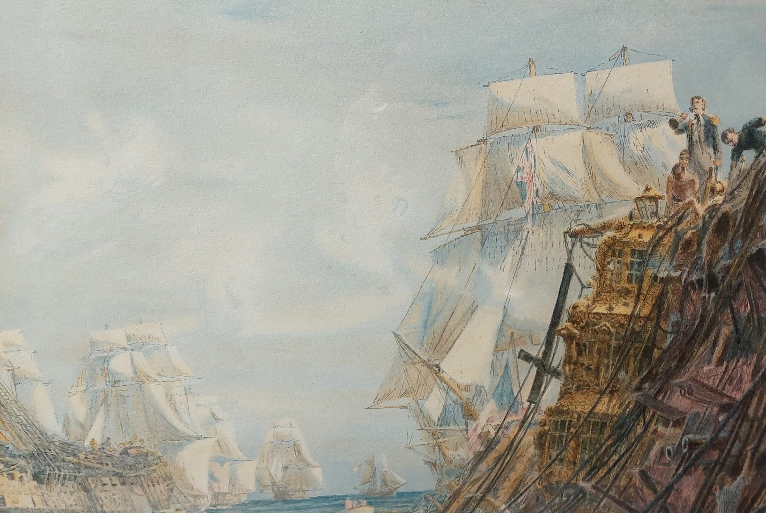 Framed 1905 Chromolithograph Of The Battle Of Trafalgar By W. L. Wyllie - Image 4