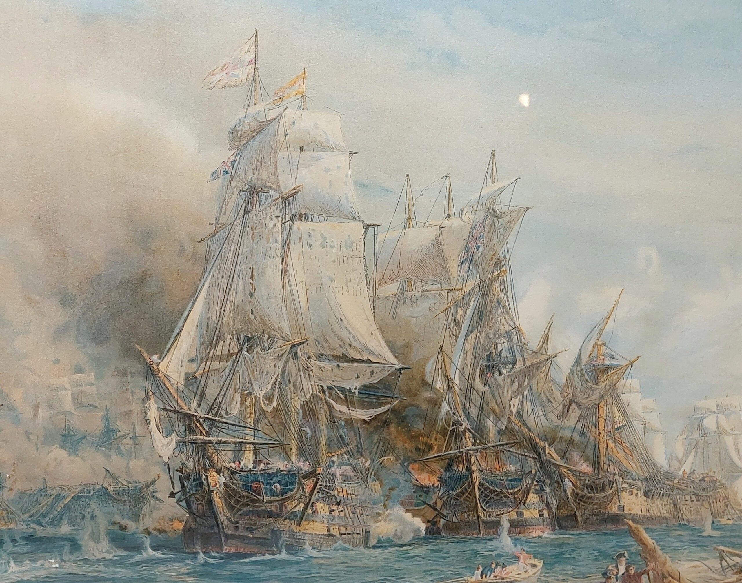Framed 1905 Chromolithograph Of The Battle Of Trafalgar By W. L. Wyllie - Image 10