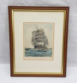 Hand Tinted Victorian Print Of The Clipper Serica
