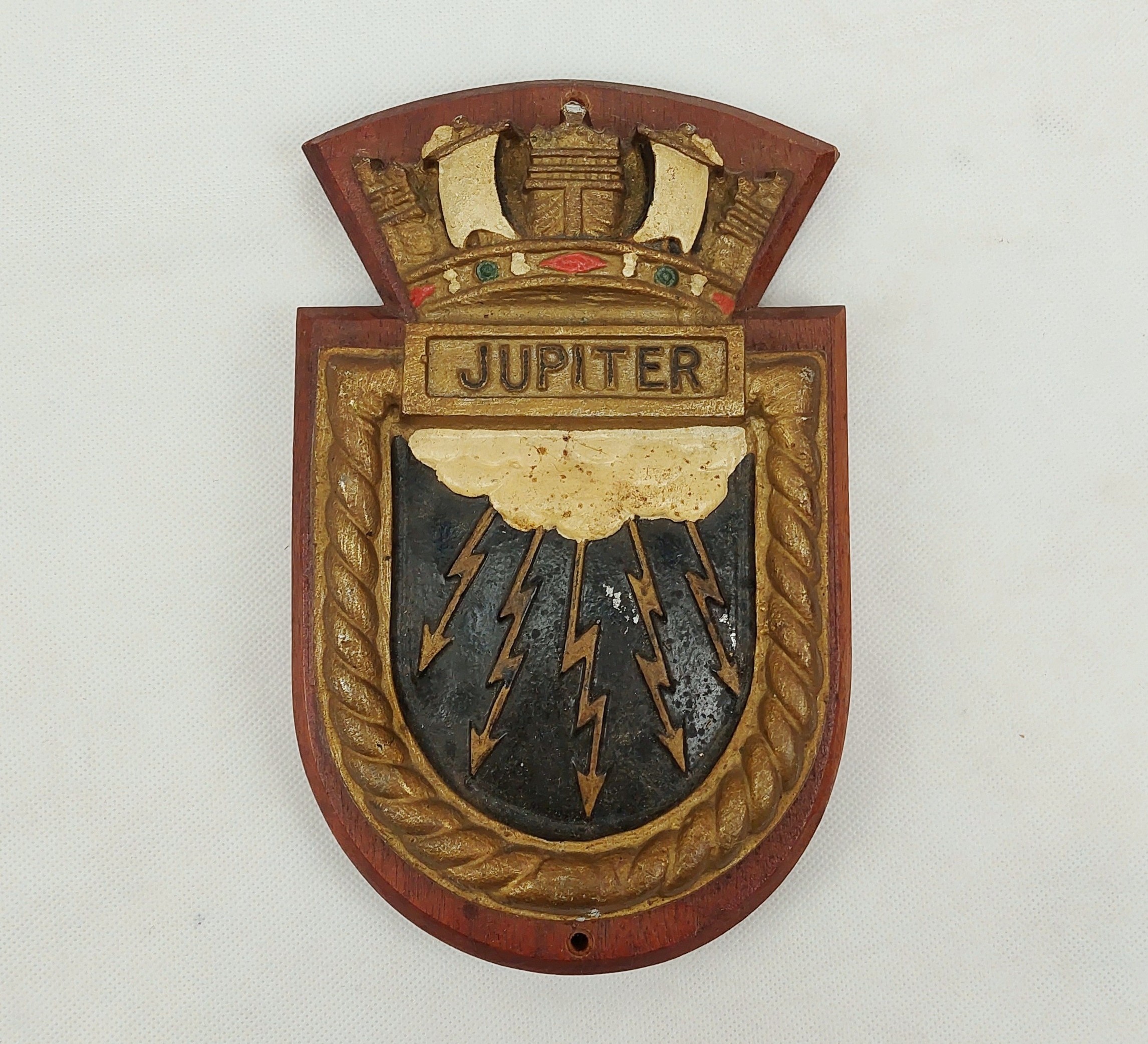 Mounted HMS Jupiter F85 1939 J Class Destroyer Metal Crest