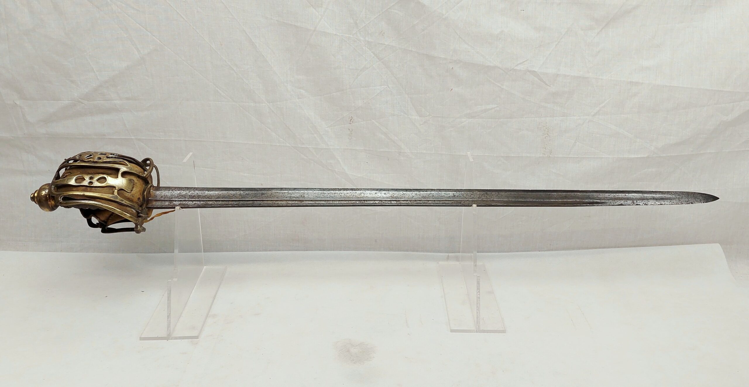 Rare Circa 1750 Brass Hilted Scottish Basket Sword