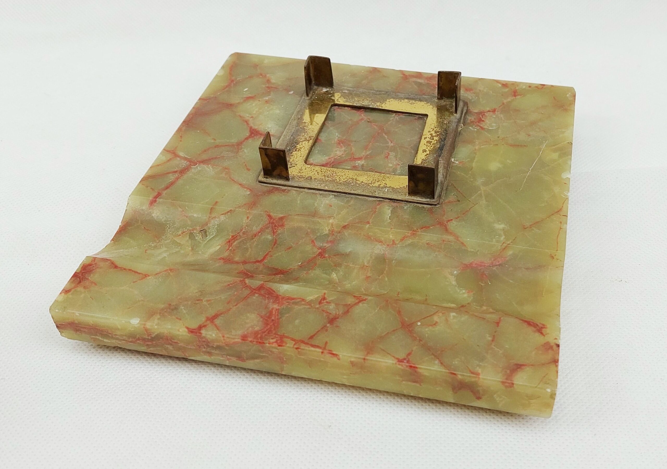 Vintage Continental Cut Glass Inkwell On Onyx Stand - Image 7
