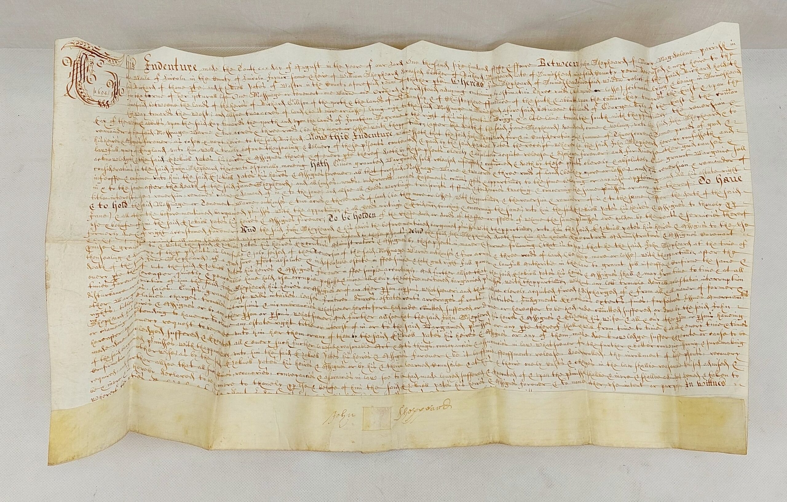 1654 Indenture With Wax Seal - Image 12