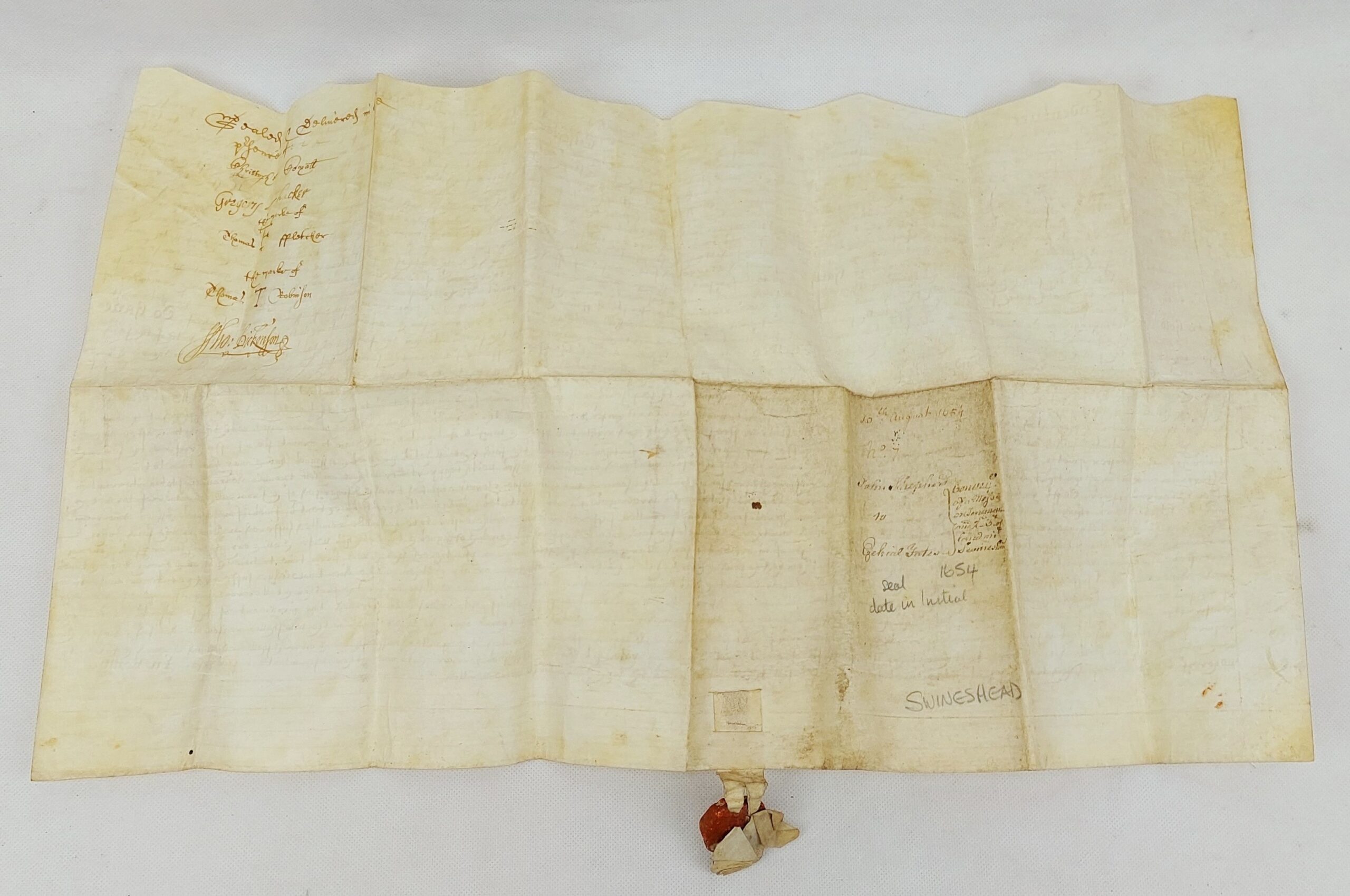 1654 Indenture With Wax Seal - Image 7