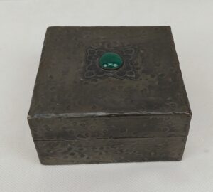 Art Nouveau Pewter And Cabochon Trinket Box