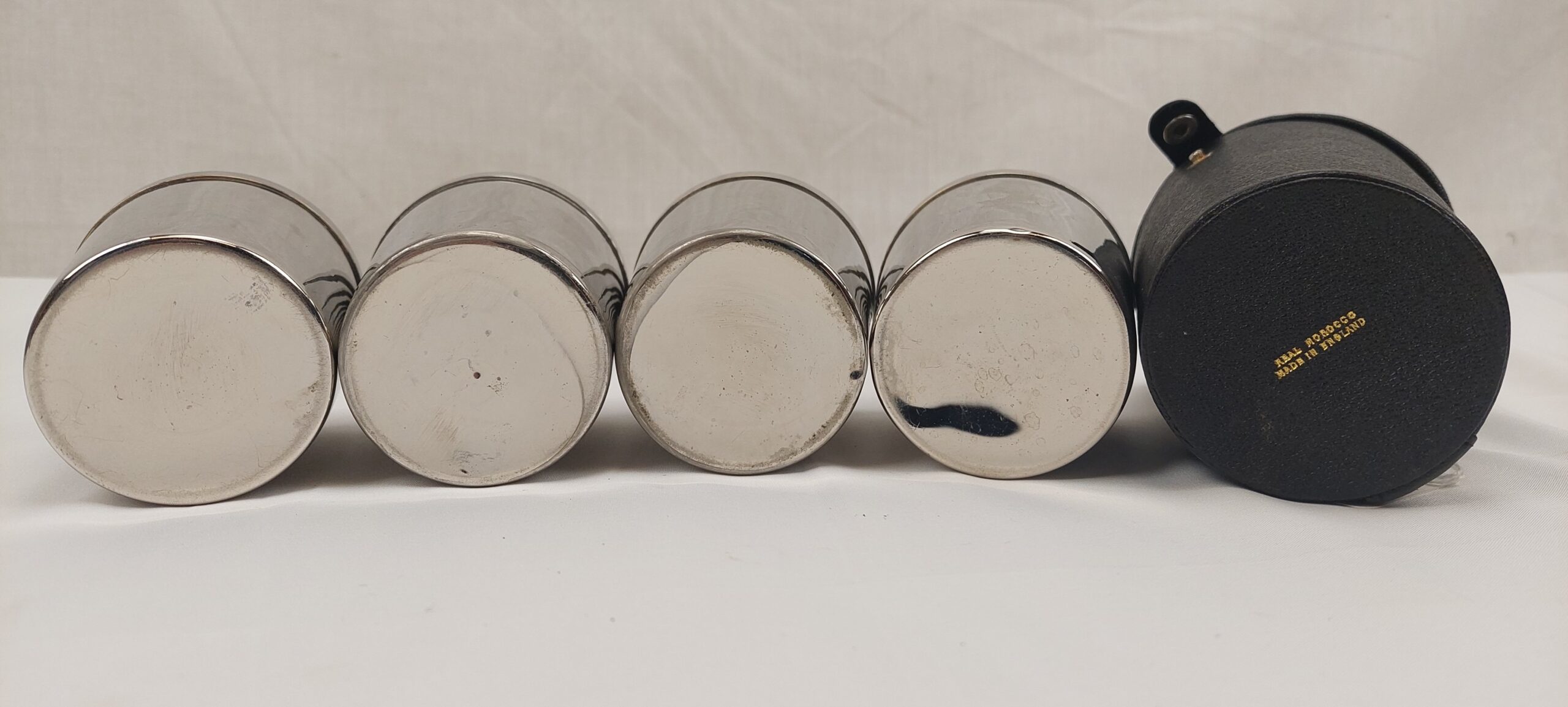 Circa 1920 Set Of 4 Silver Plated And Gilt Cased Stirrup Cups By Aspery - Image 6