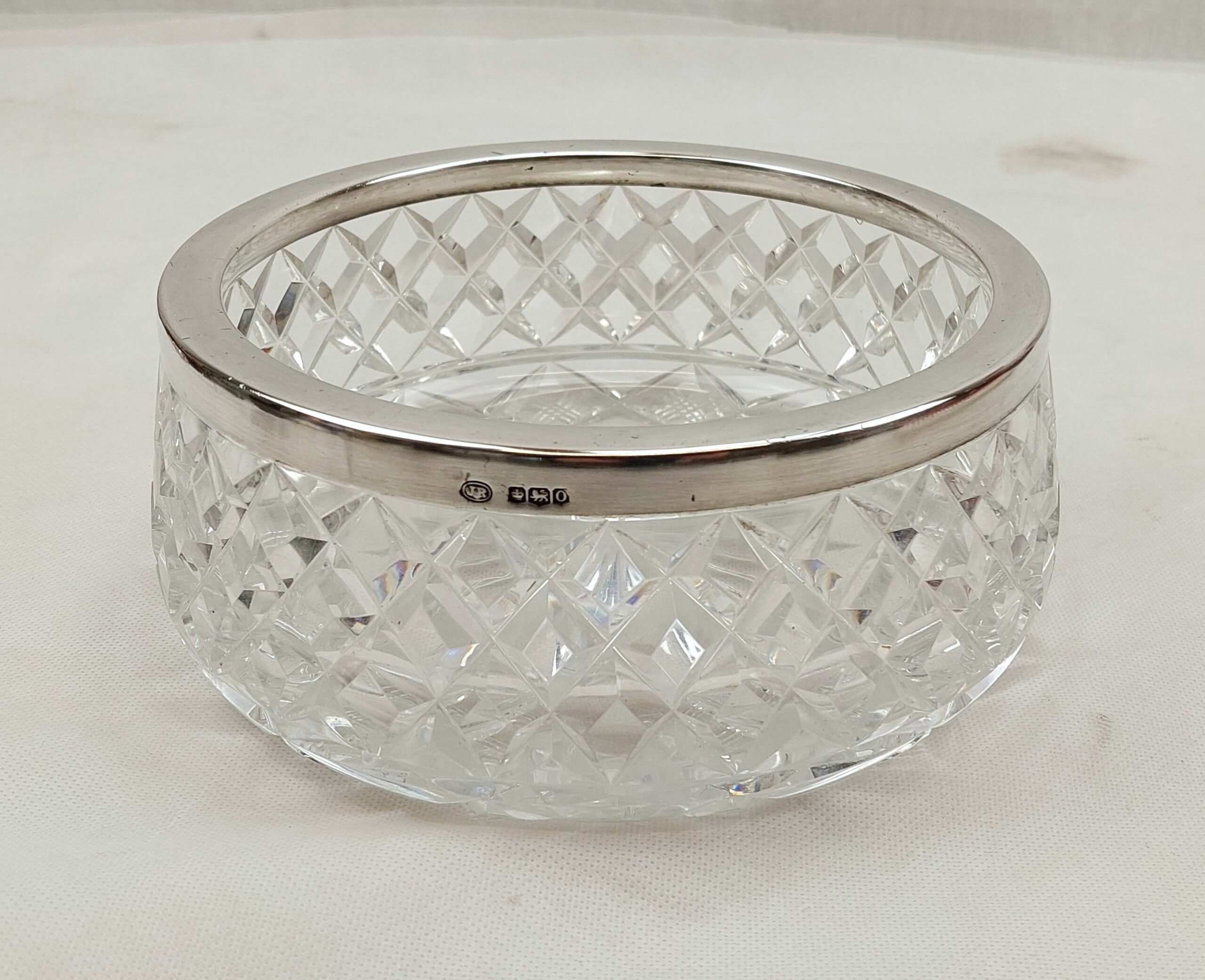 Cut Glass Bowl With 1931 Sheffield Silver Rim