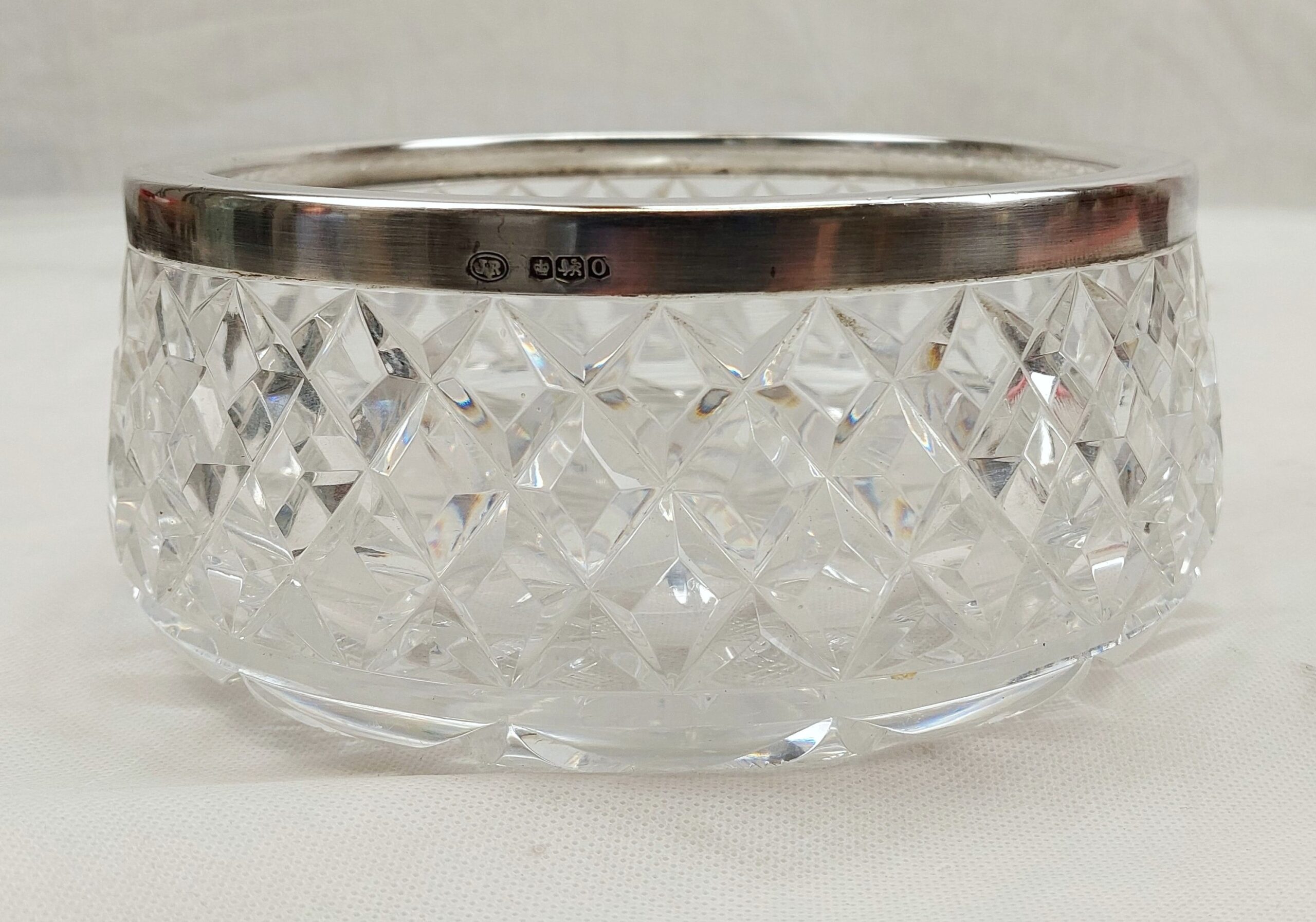 Cut Glass Bowl With 1931 Sheffield Silver Rim - Image 9
