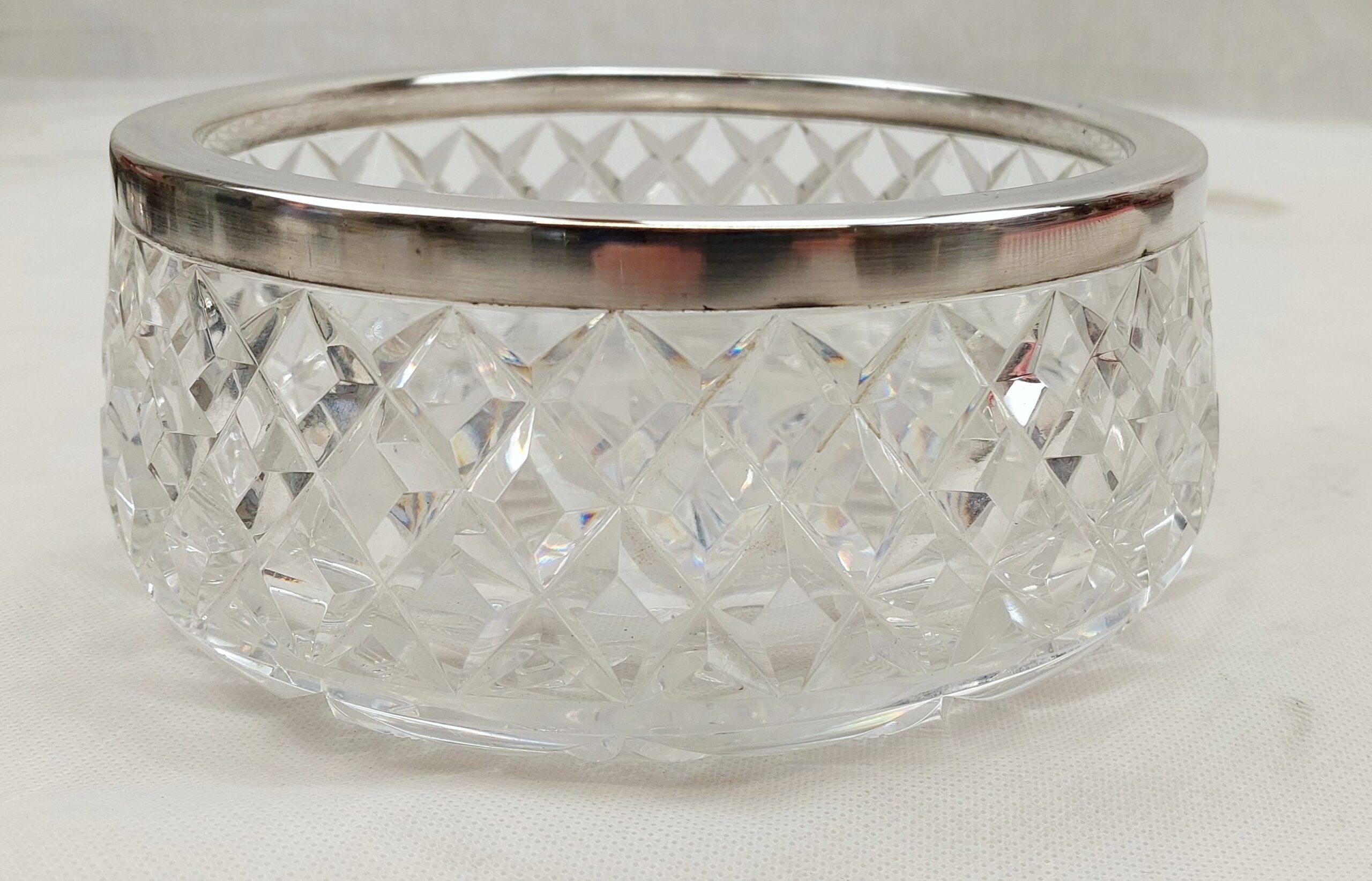 Cut Glass Bowl With 1931 Sheffield Silver Rim - Image 7