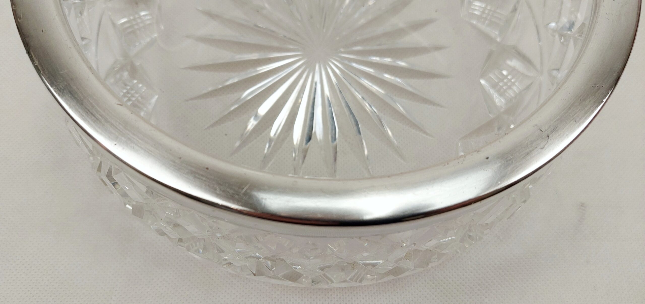 Cut Glass Bowl With 1931 Sheffield Silver Rim - Image 4