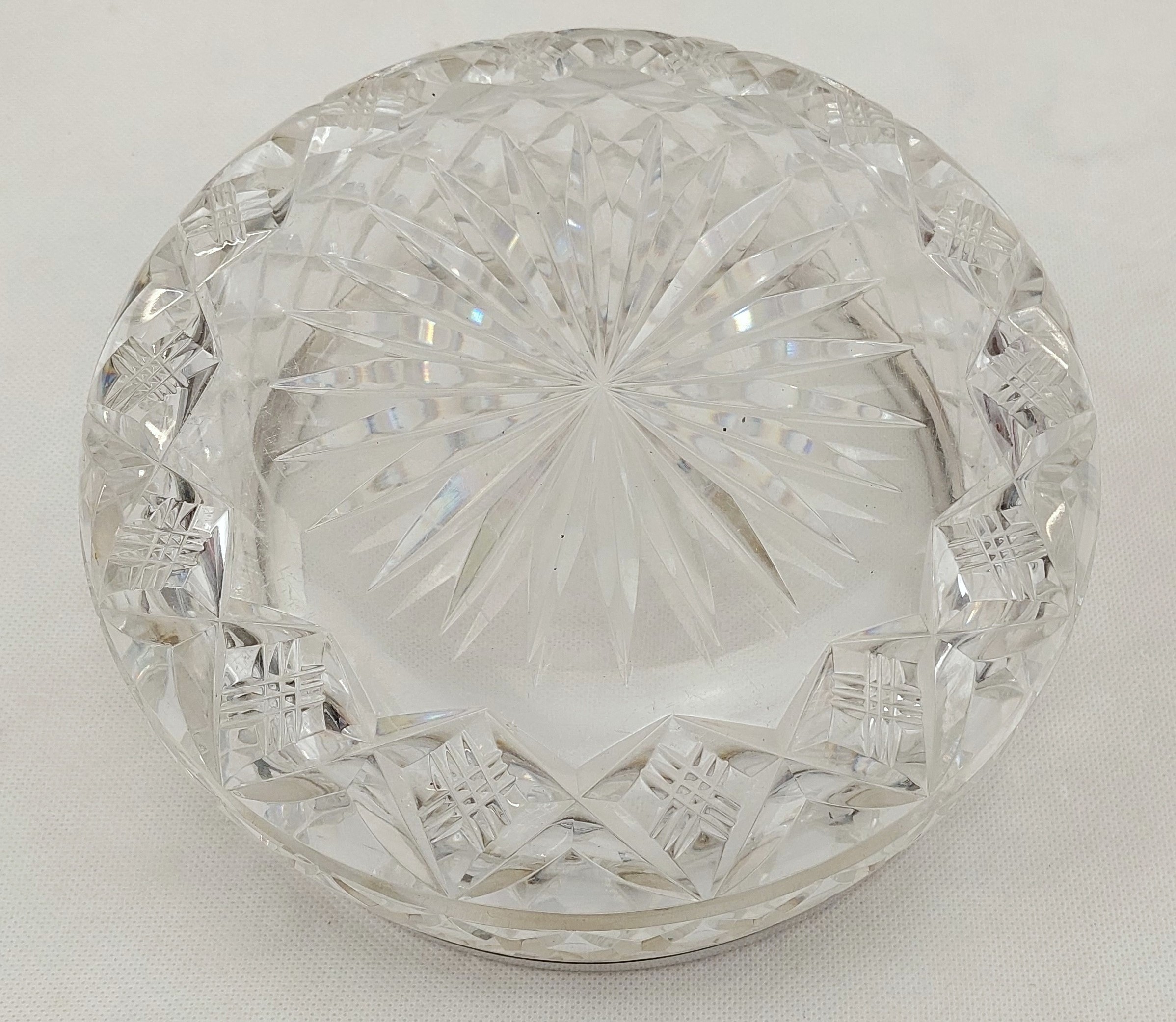 Cut Glass Bowl With 1931 Sheffield Silver Rim - Image 3