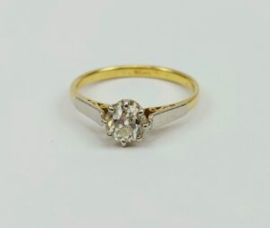 18ct Gold & Platinum 0.80 Ct Victorian Cut Diamond Solitaire Ring UK Size N, US 6.75