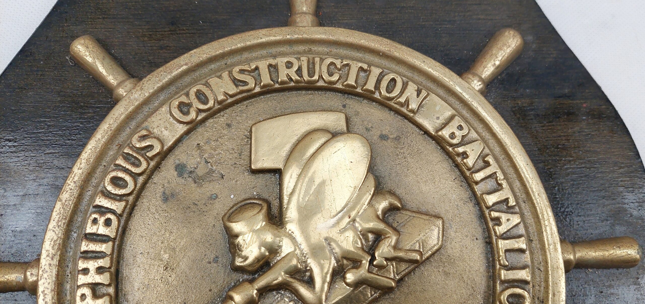 USA Amphibious Construction Battalion One Brass Badge On Shield - Image 4