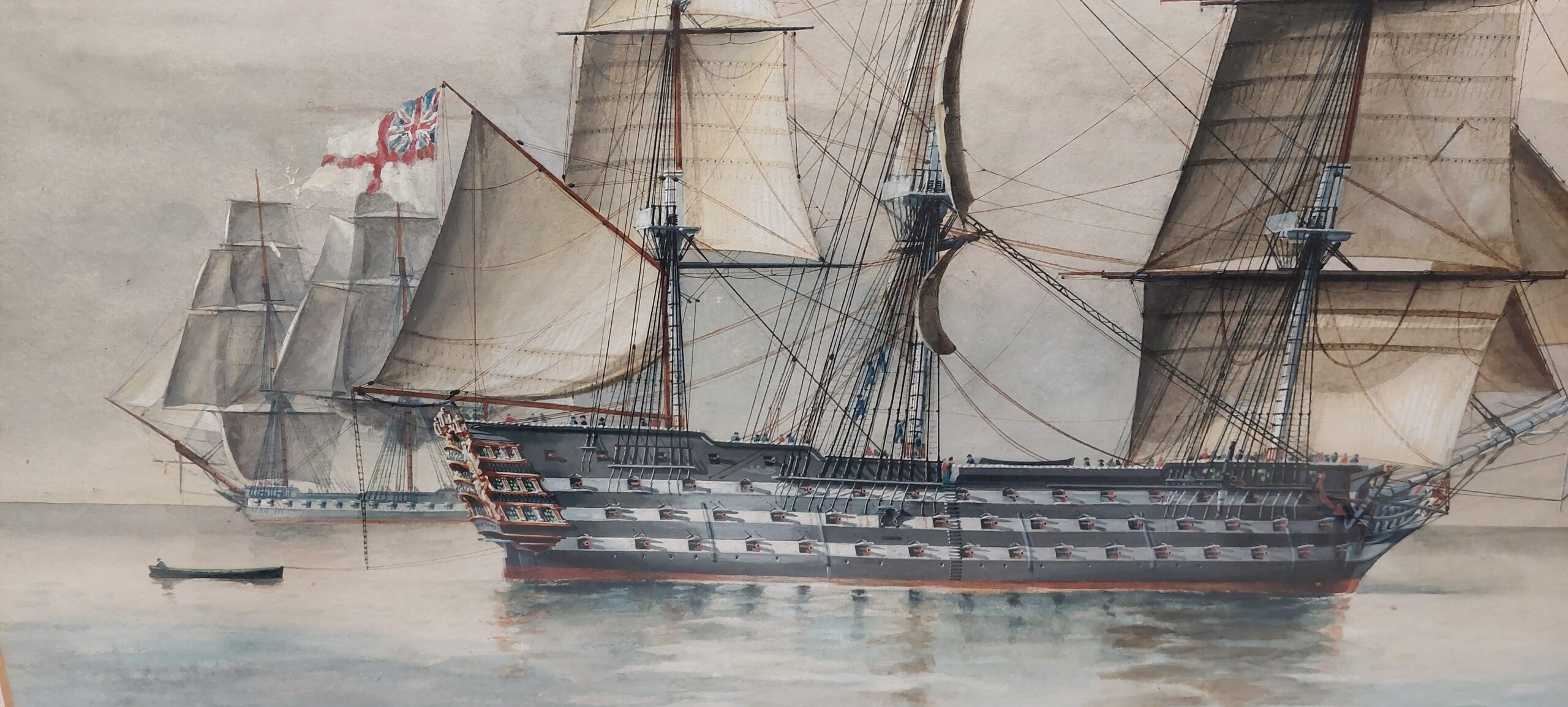 1893 Watercolour Of H.M.S. Victory And Ships Of The British Fleet Off Cadiz October 1806 By S. Hood - Image 10
