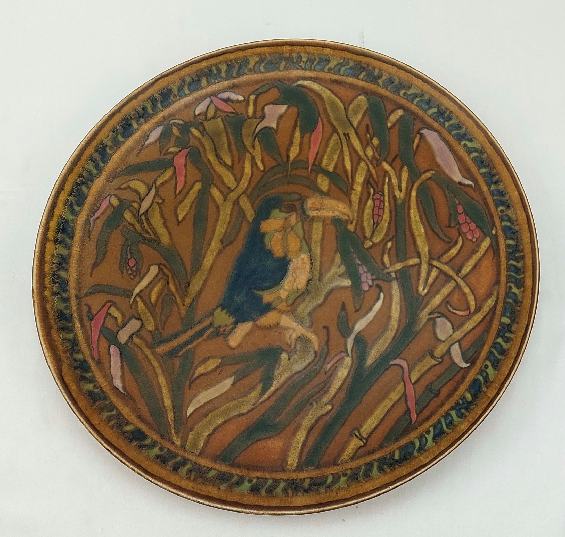 1920s Doulton Lambeth Charger By Harry Simeon And Florrie Jones Of A Perched Bird