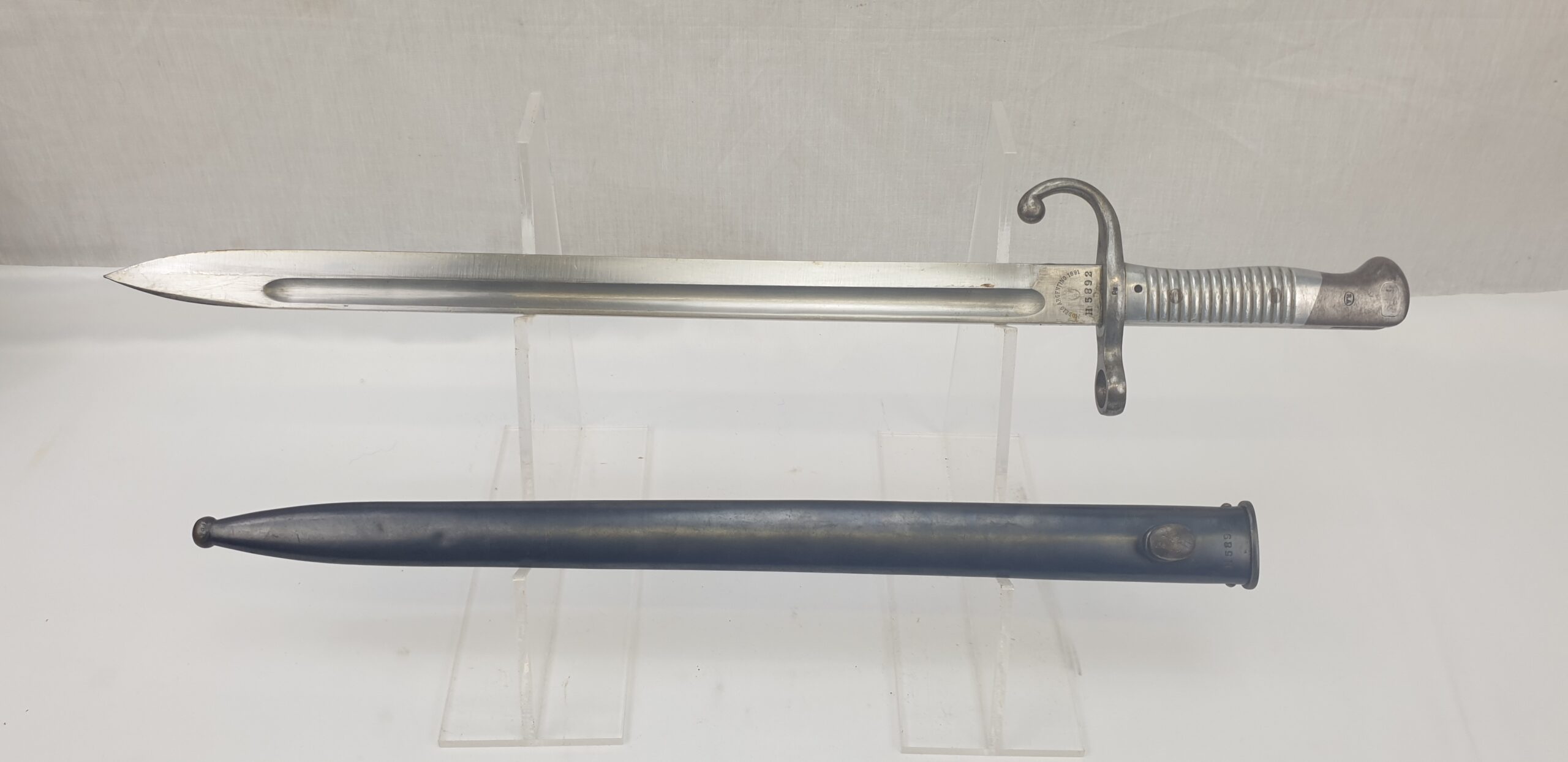Argentinian Mauser Rifle Bayonet Model 1891 and Scabbard - Image 9