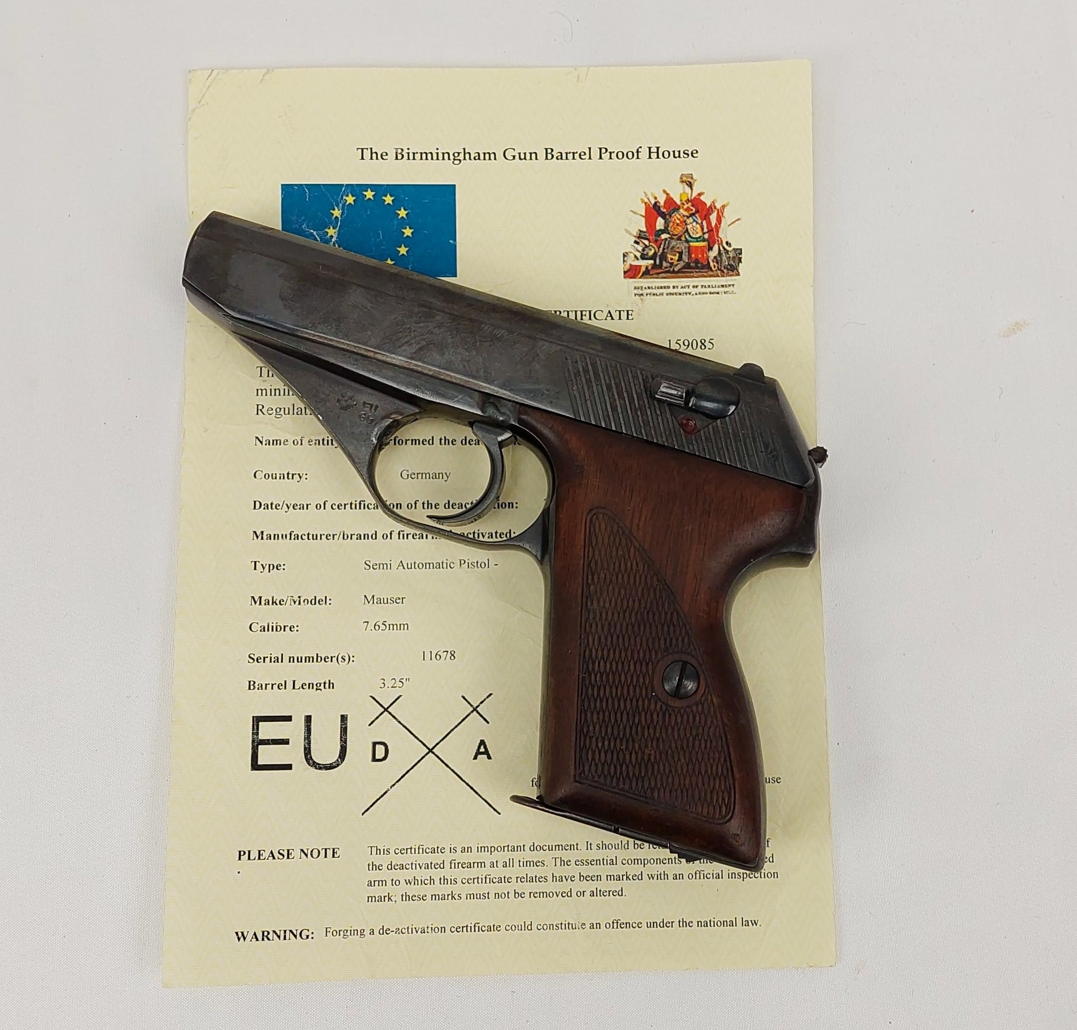 EU Spec Deactivated Mauser HSC Clone Pistol