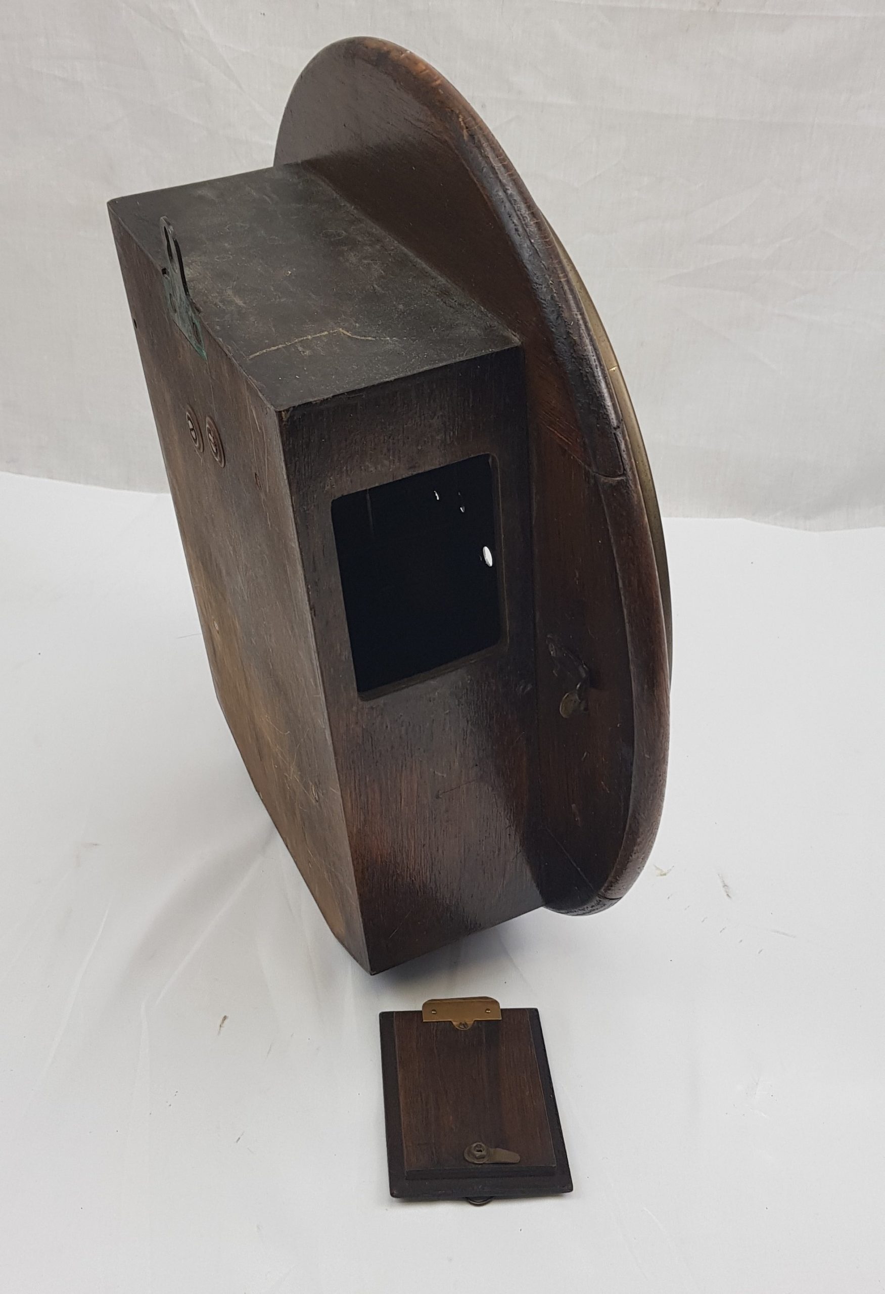 Circa 1920 Enfield Round Dial Striking Oak Wall Clock - Image 7