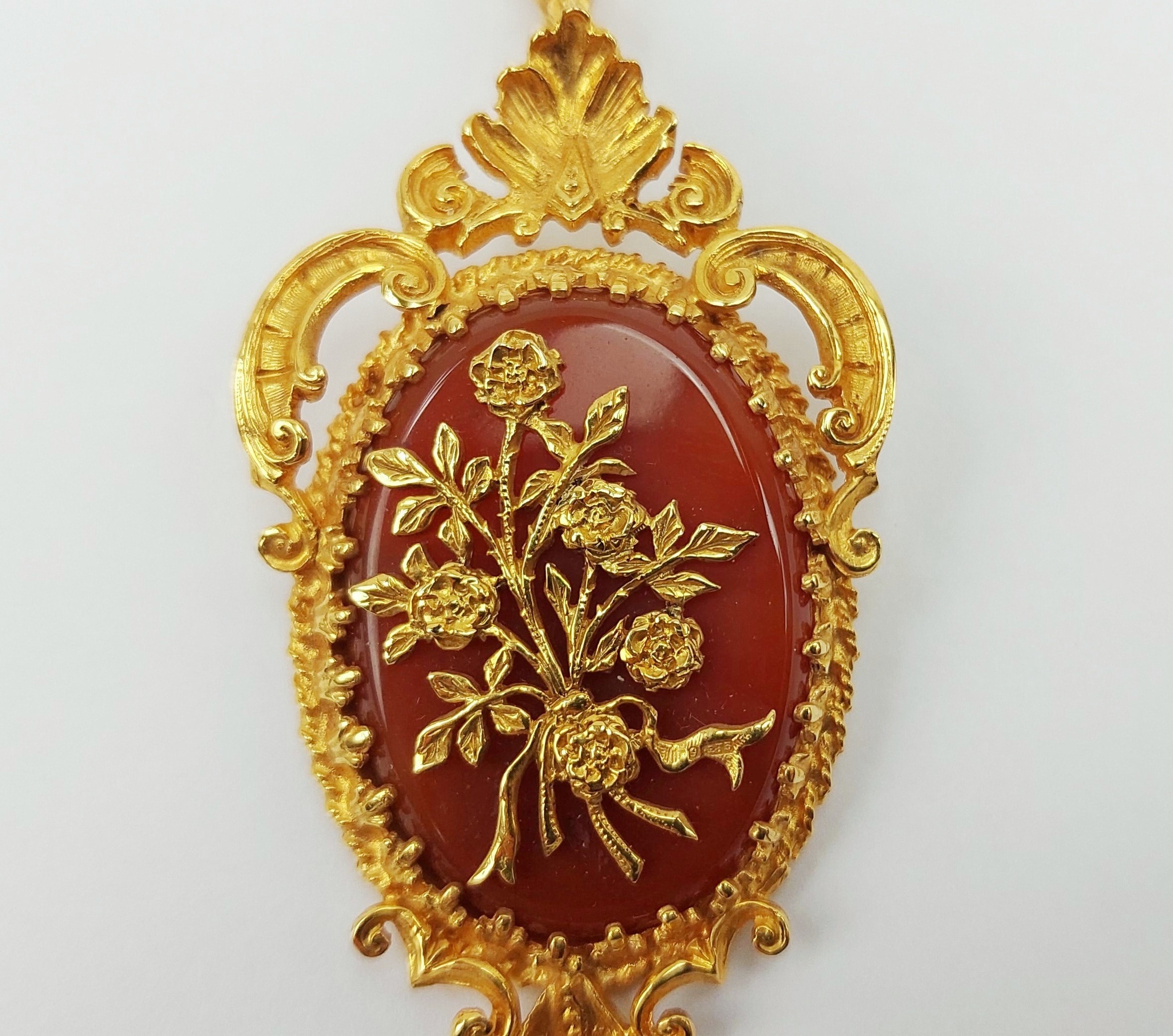 9ct Yellow Gold & Brown Agate Brooch Pendant - Image 3