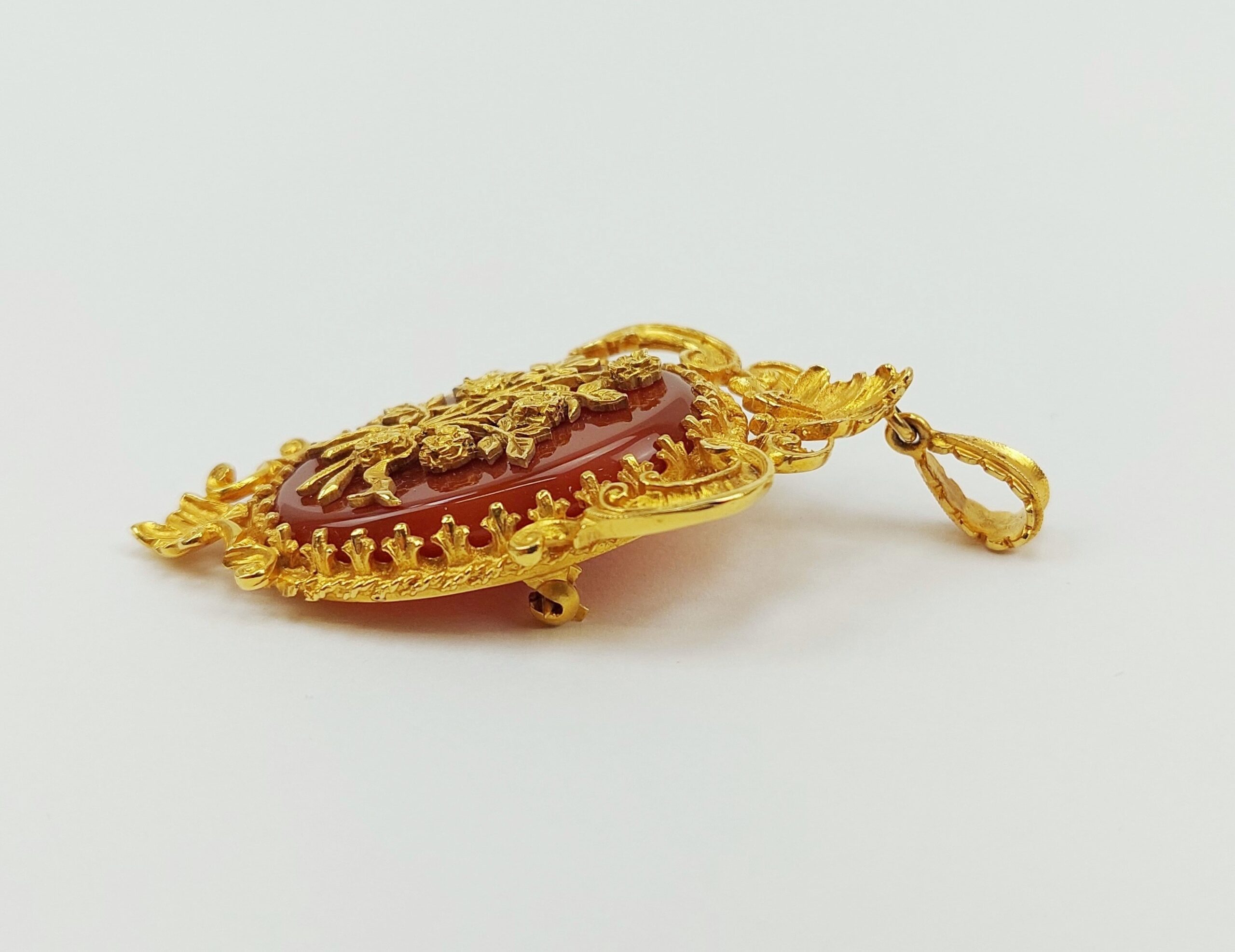 9ct Yellow Gold & Brown Agate Brooch Pendant - Image 5